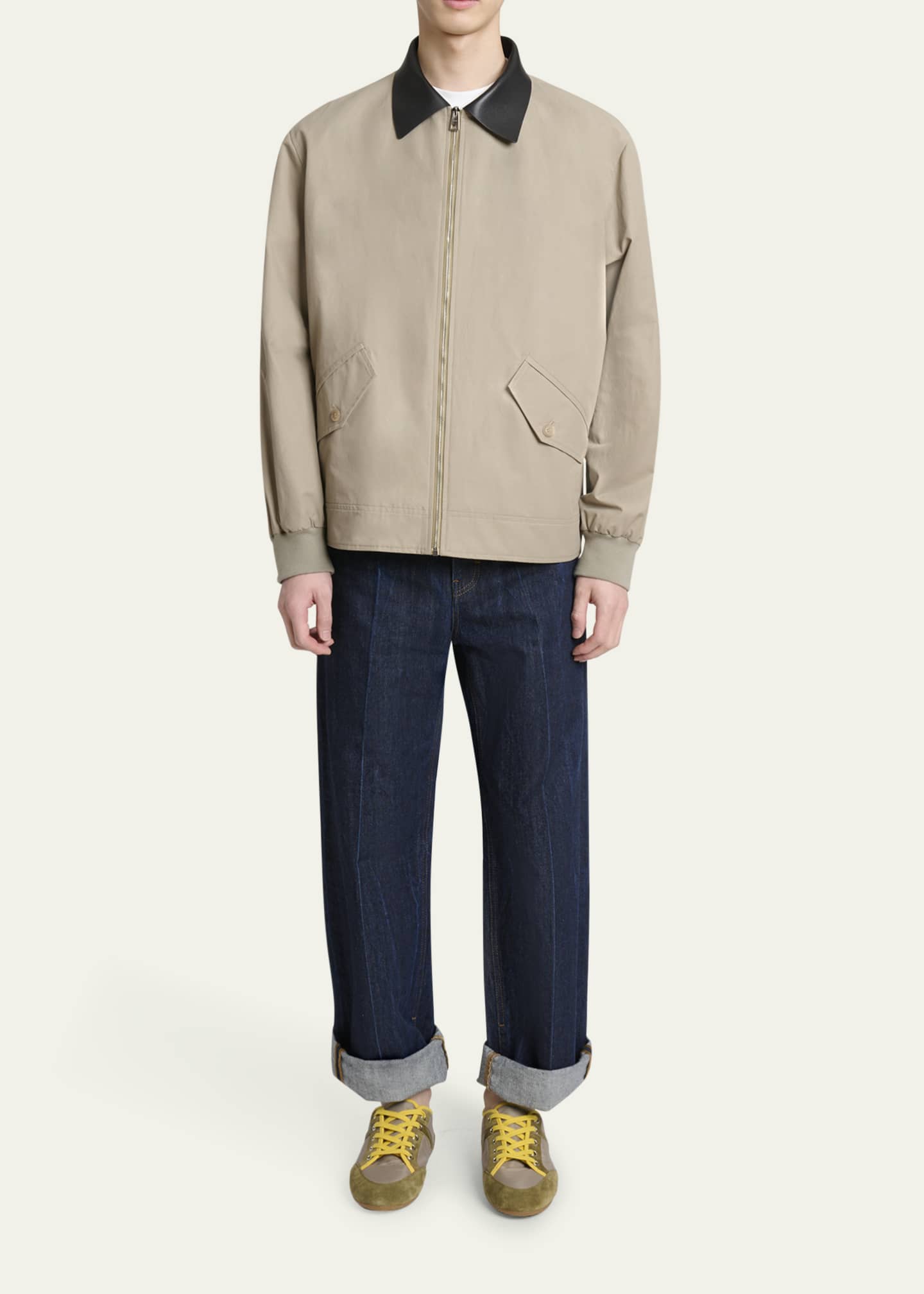 Givenchy Men's Slim Nylon and Suede Low-Top Sneakers Image 3 of 6