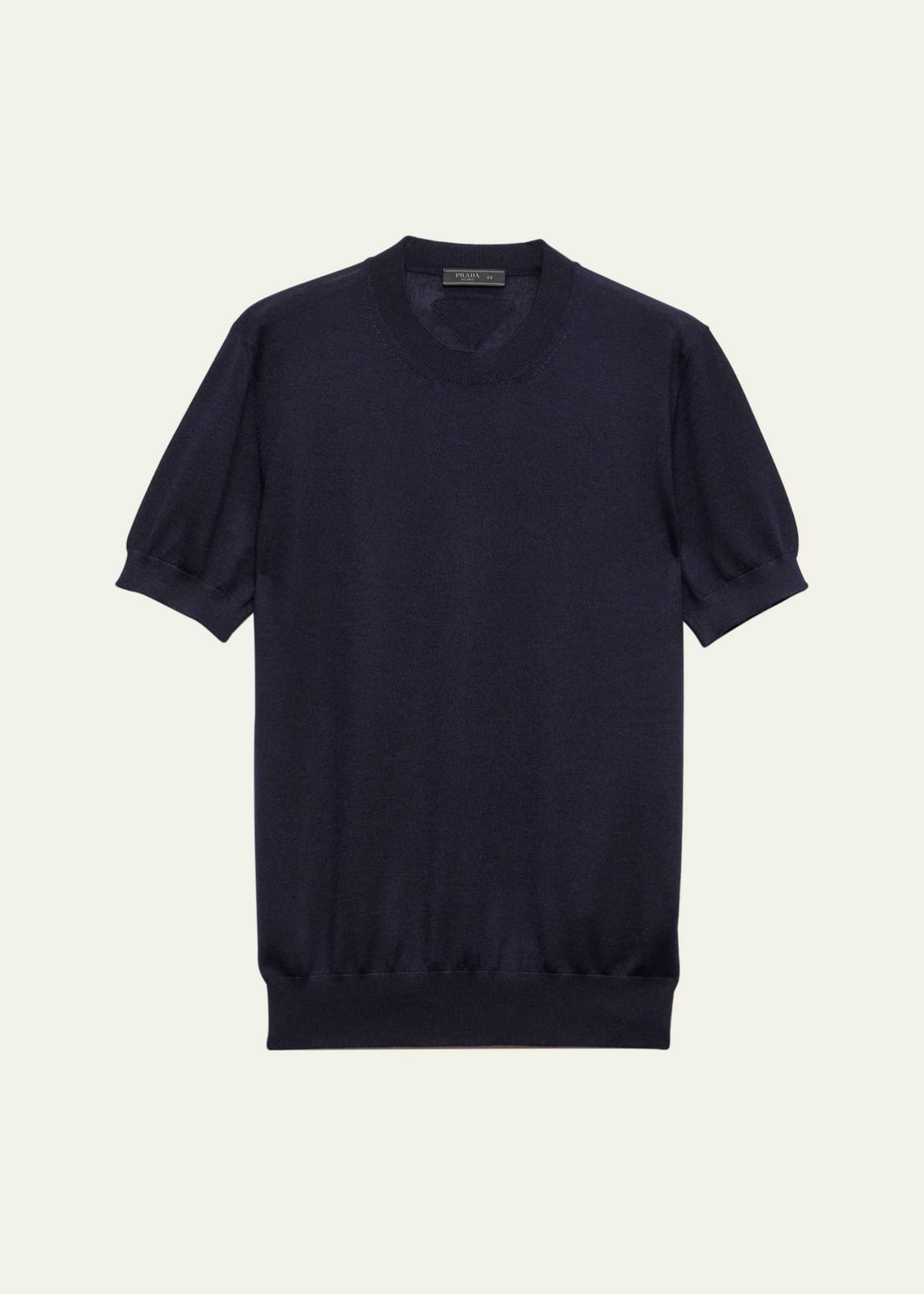 Prada Men's Cashmere and Silk Knit Short-Sleeve Sweater Image 1 of 4