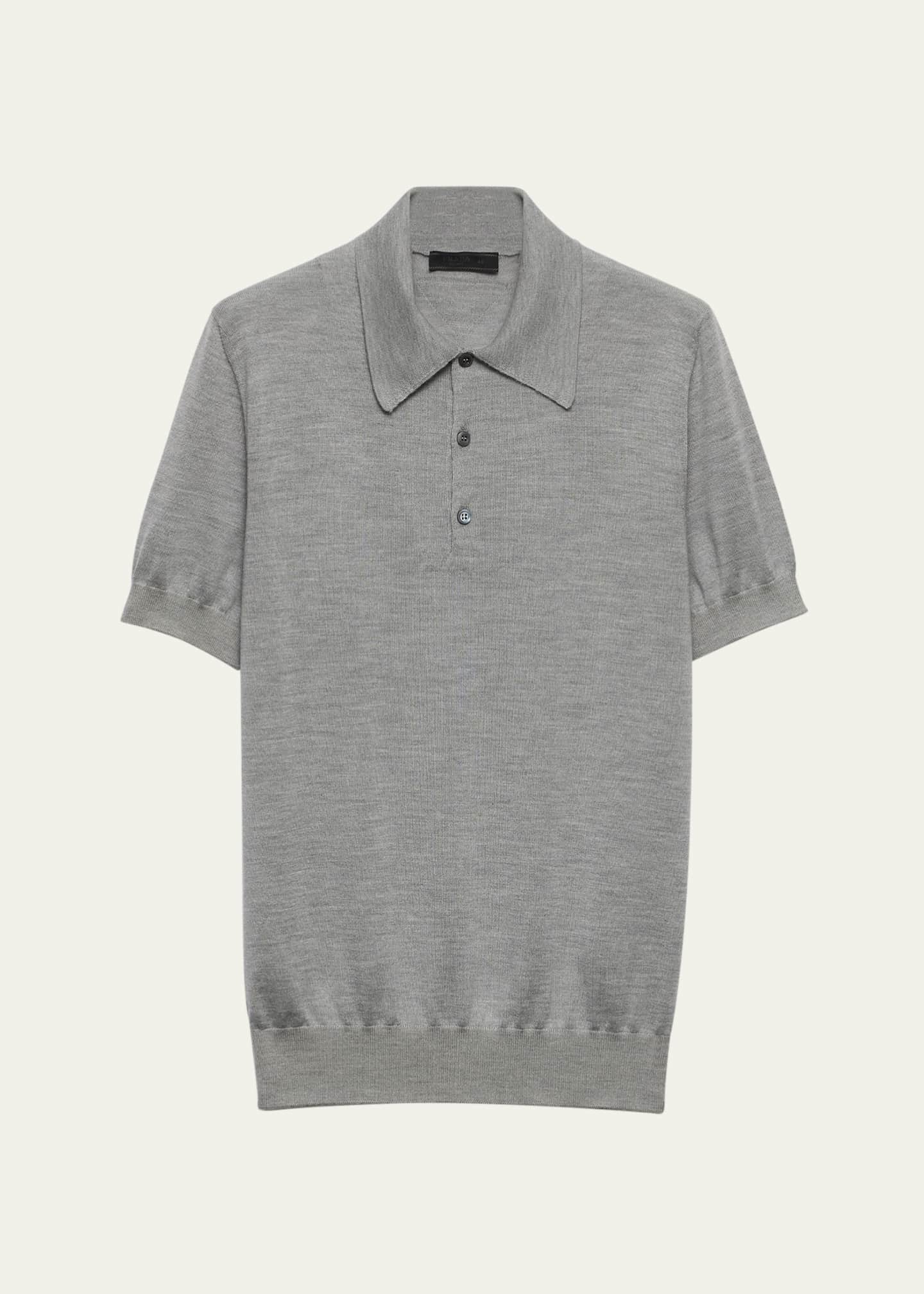 Prada Men's Cashmere and Silk Knit Short-Sleeve Polo Sweater Image 1 of 4