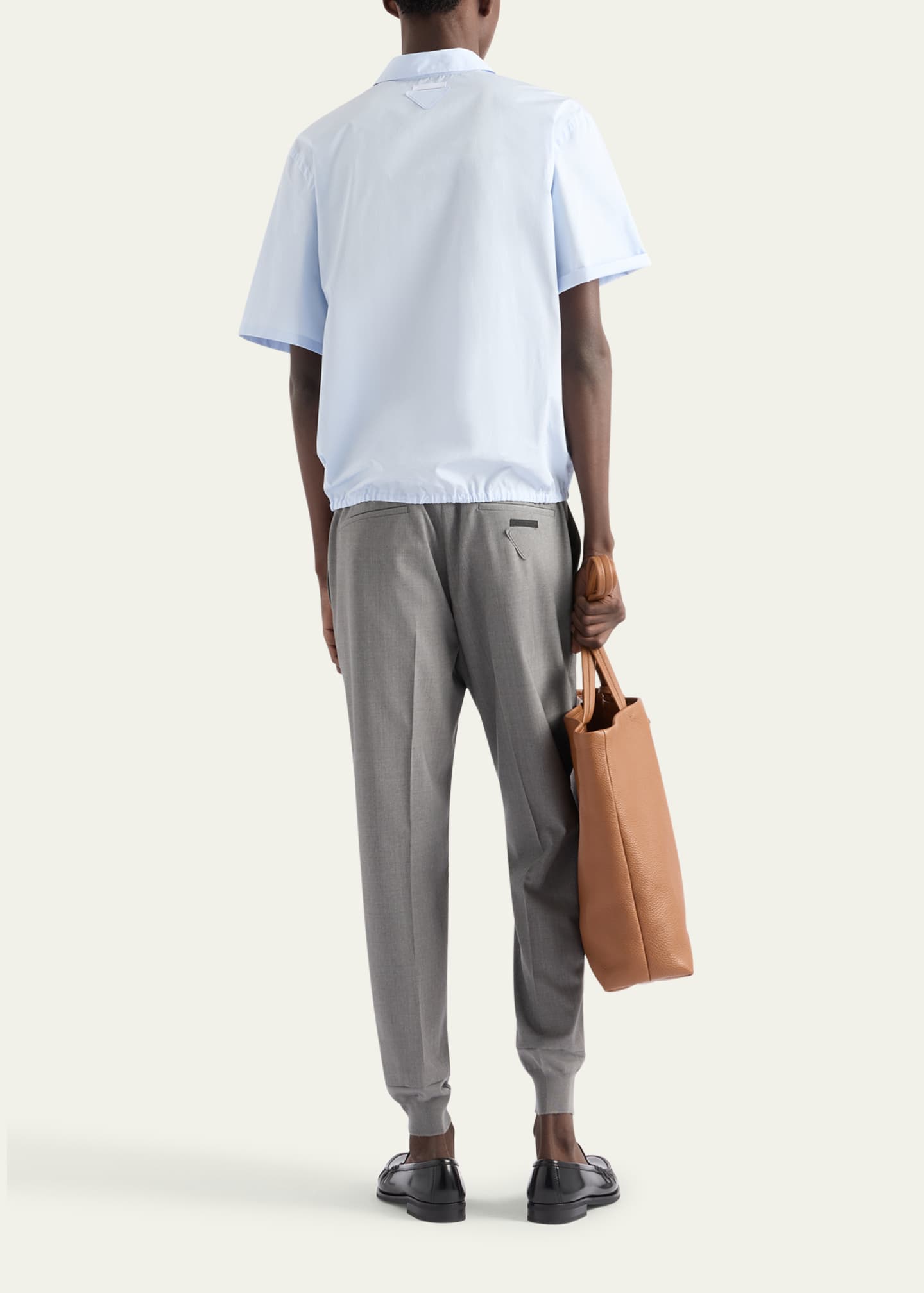 Prada Men's Divisa Cotton Drawstring-Hem Polo Shirt Image 3 of 5