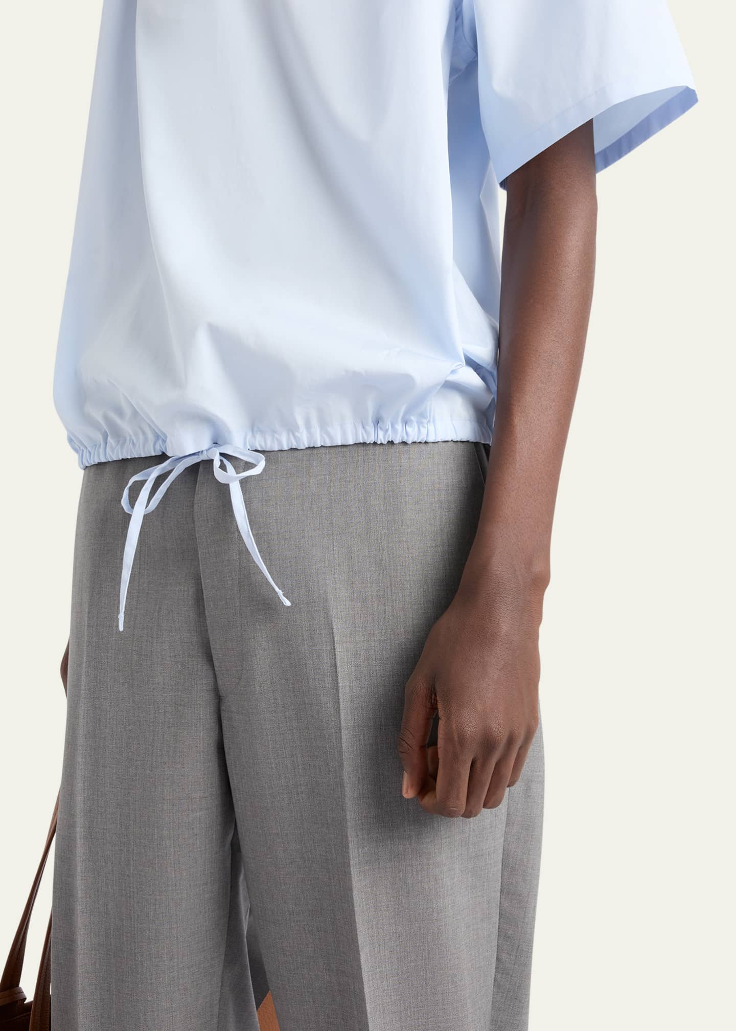 Prada Men's Divisa Cotton Drawstring-Hem Polo Shirt Image 5 of 5