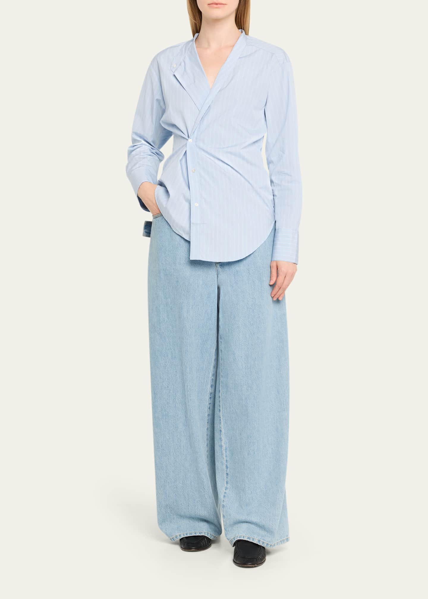 Rohe Stripe Long-Sleeve Overlap Shirt Image 2 of 5
