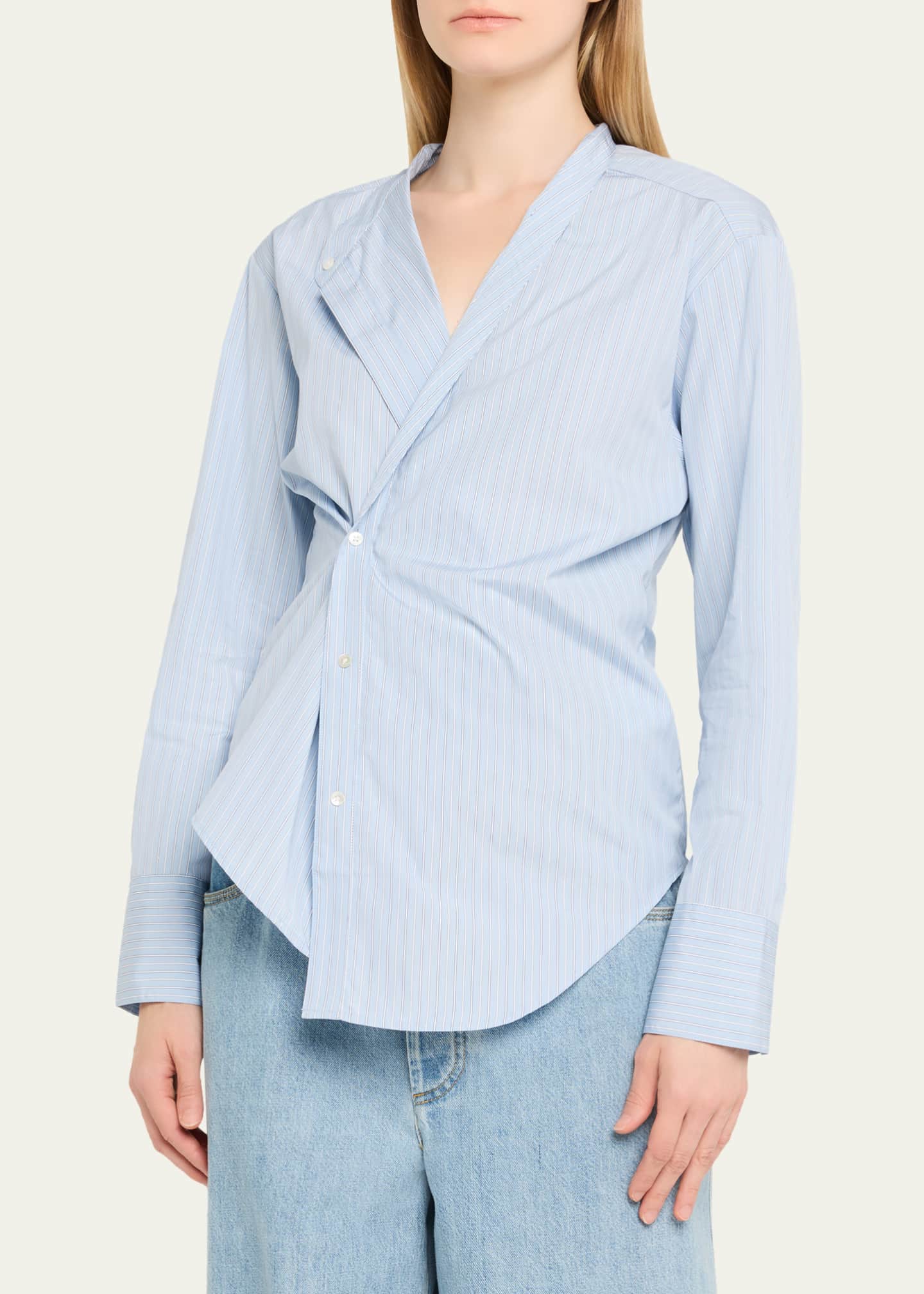 Rohe Stripe Long-Sleeve Overlap Shirt Image 4 of 5