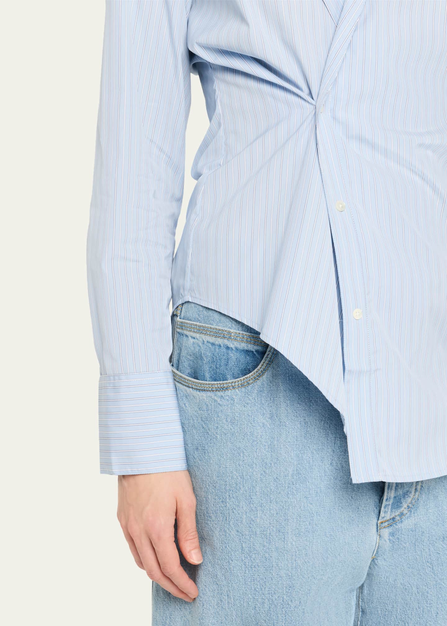Rohe Stripe Long-Sleeve Overlap Shirt Image 5 of 5