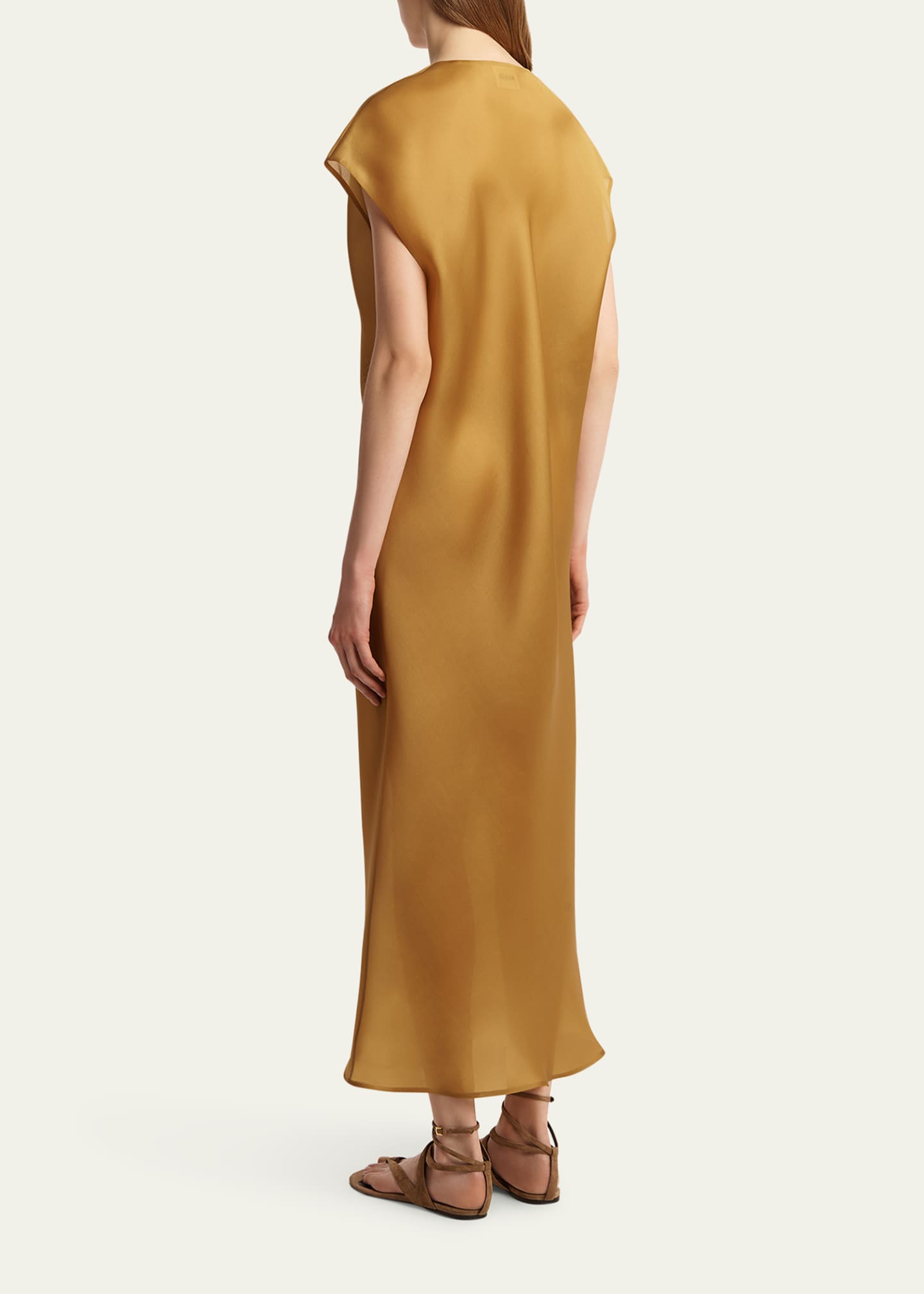 Khaite Darby Cap-Sleeve Bias Silk Maxi Dress Image 3 of 5