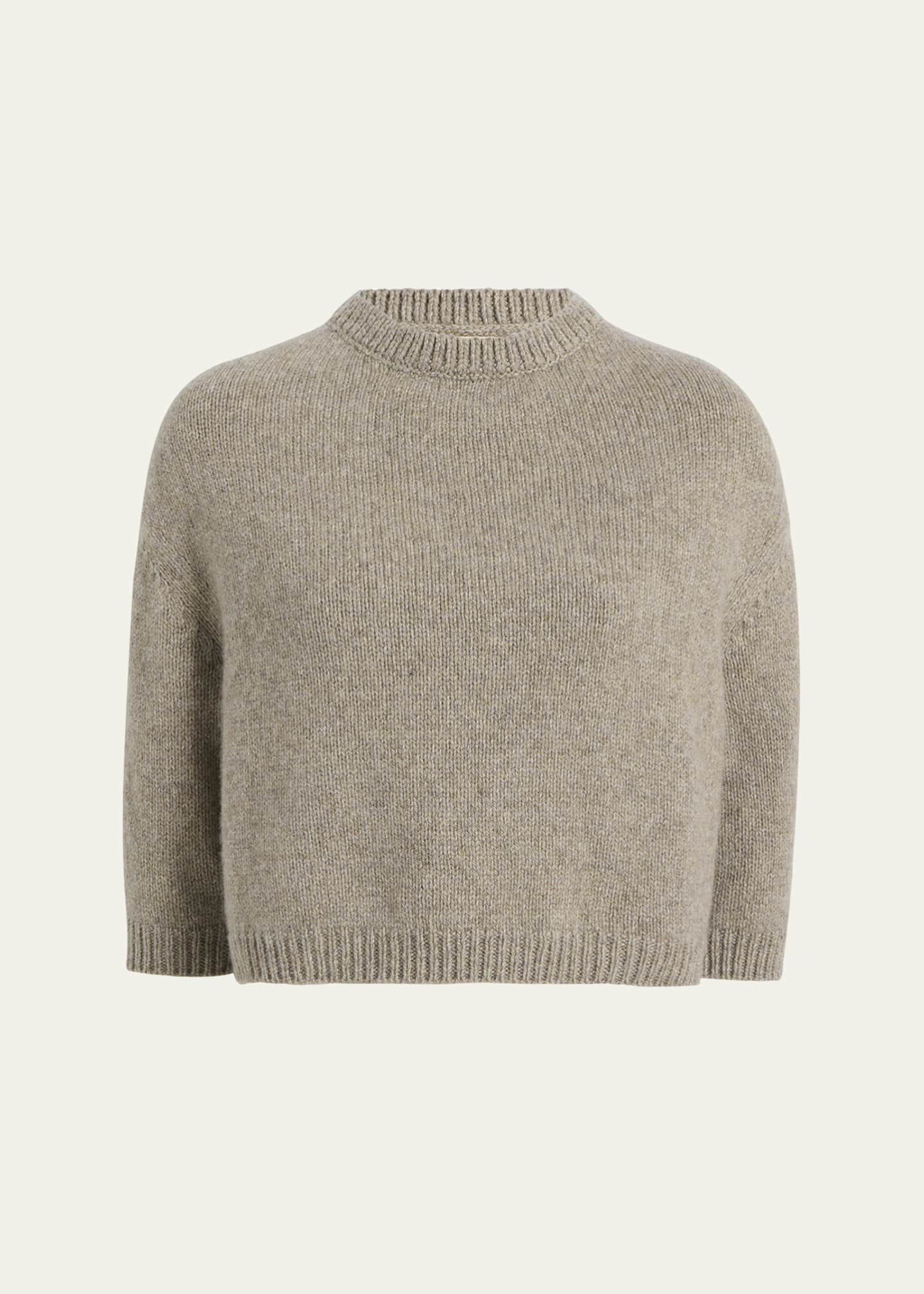 Khaite Sabina Cashmere Elbow-Sleeve Boxy Sweater Image 1 of 5