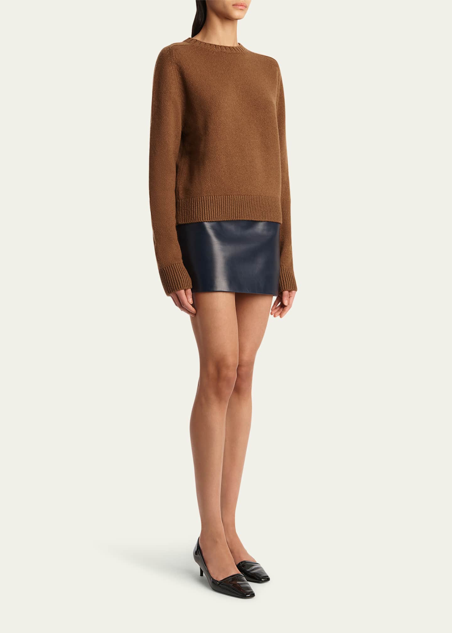 Khaite Jett Leather Mini Skirt Image 2 of 5