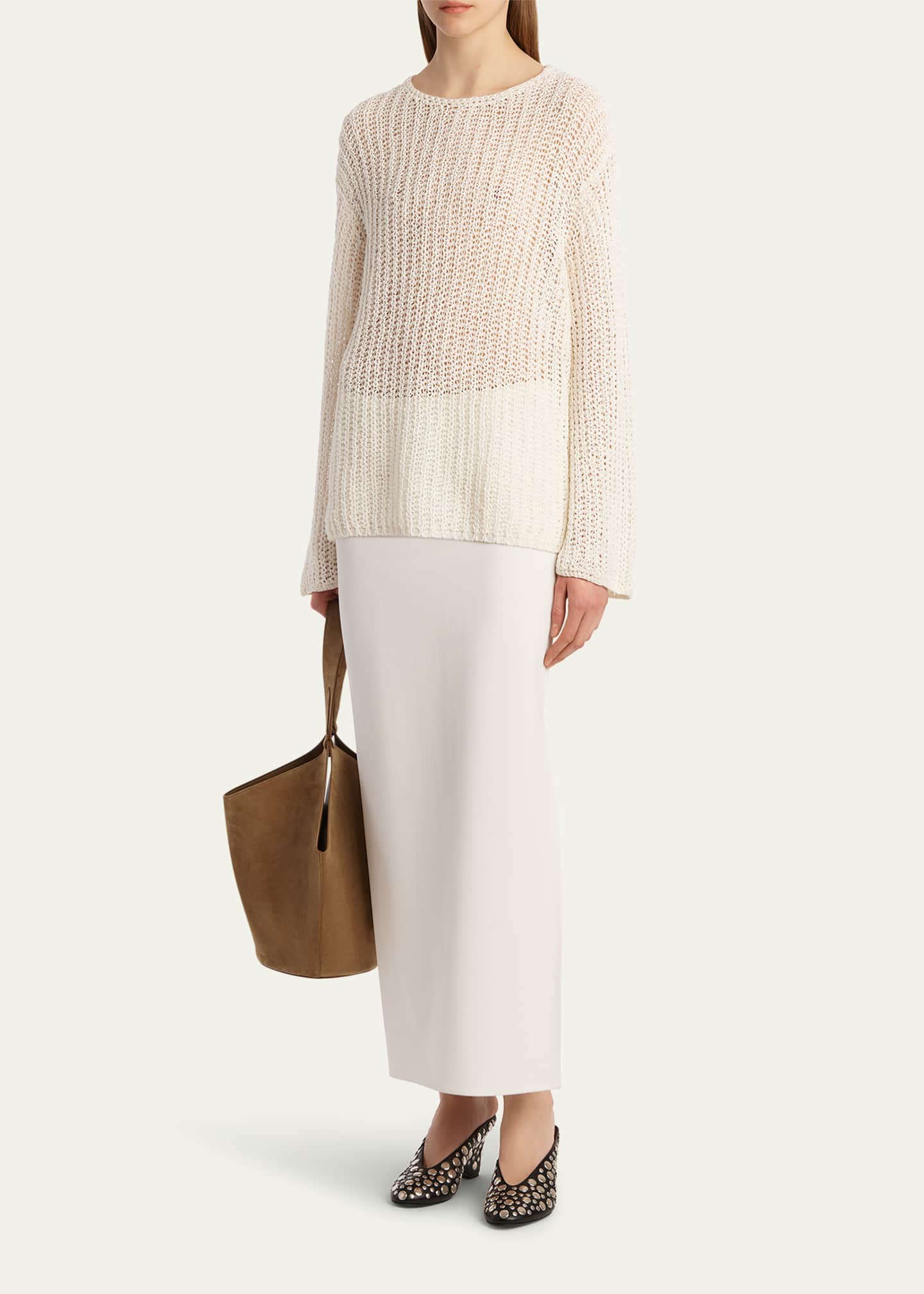 Khaite Elowen Cotton Open-Knit Sweater Image 2 of 5