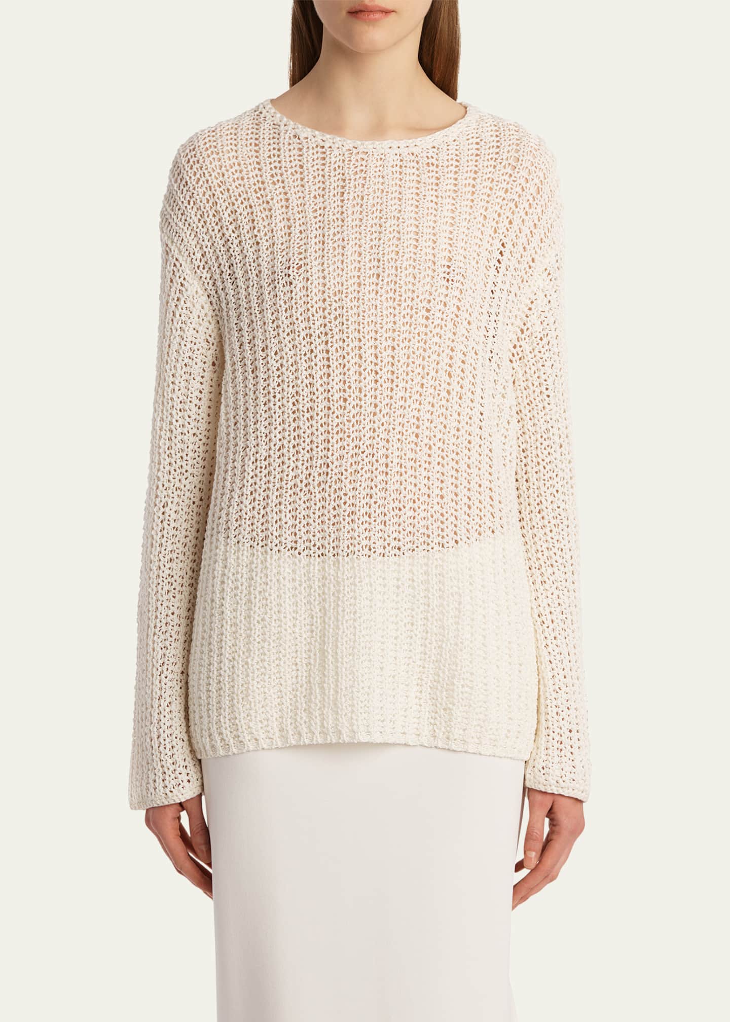 Khaite Elowen Cotton Open-Knit Sweater Image 4 of 5