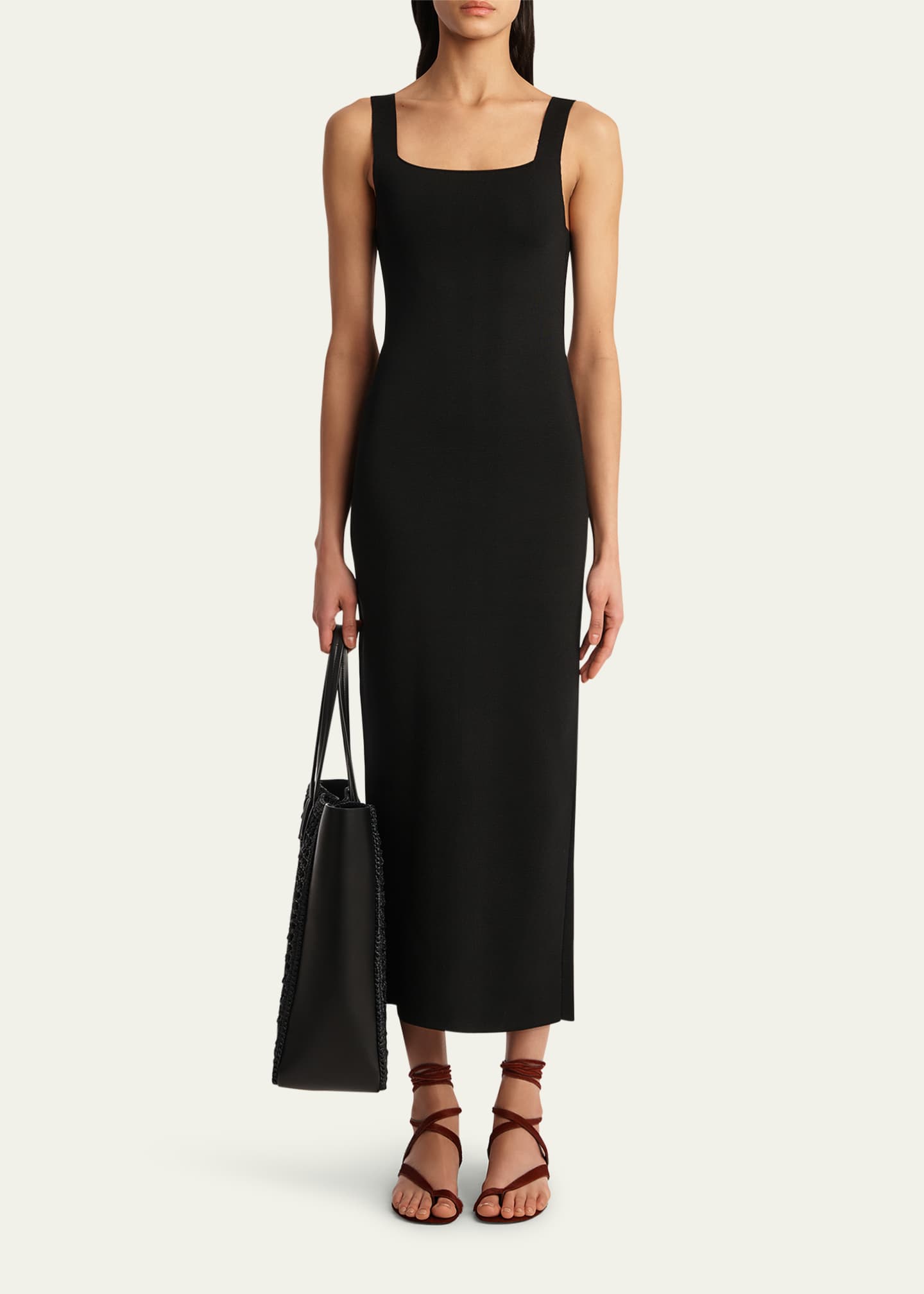 Khaite Dixi Square-Neck Sleeveless Knit Maxi Dress Image 4 of 5