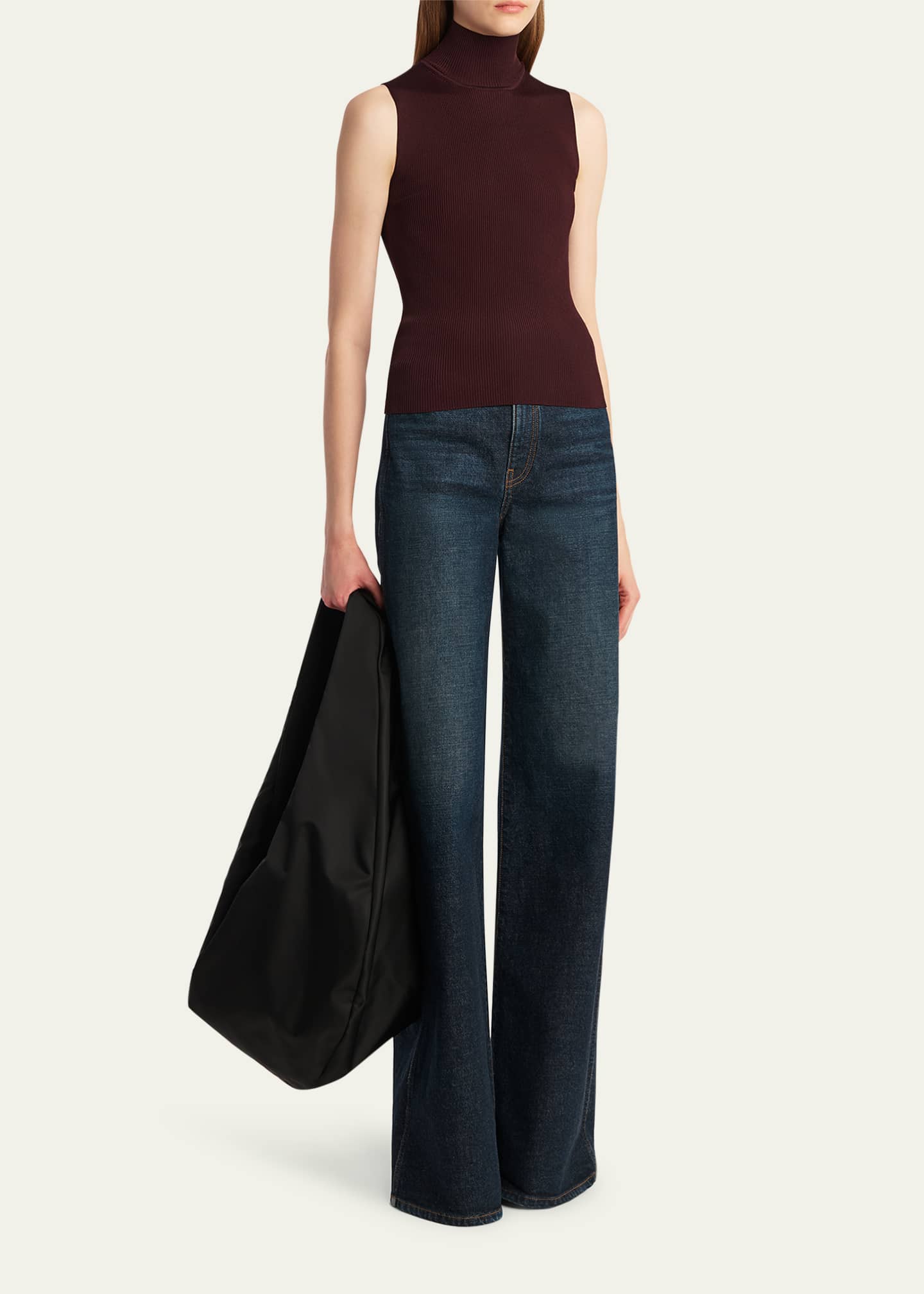 Khaite Benita Turtleneck Rib Tank Top Image 2 of 5