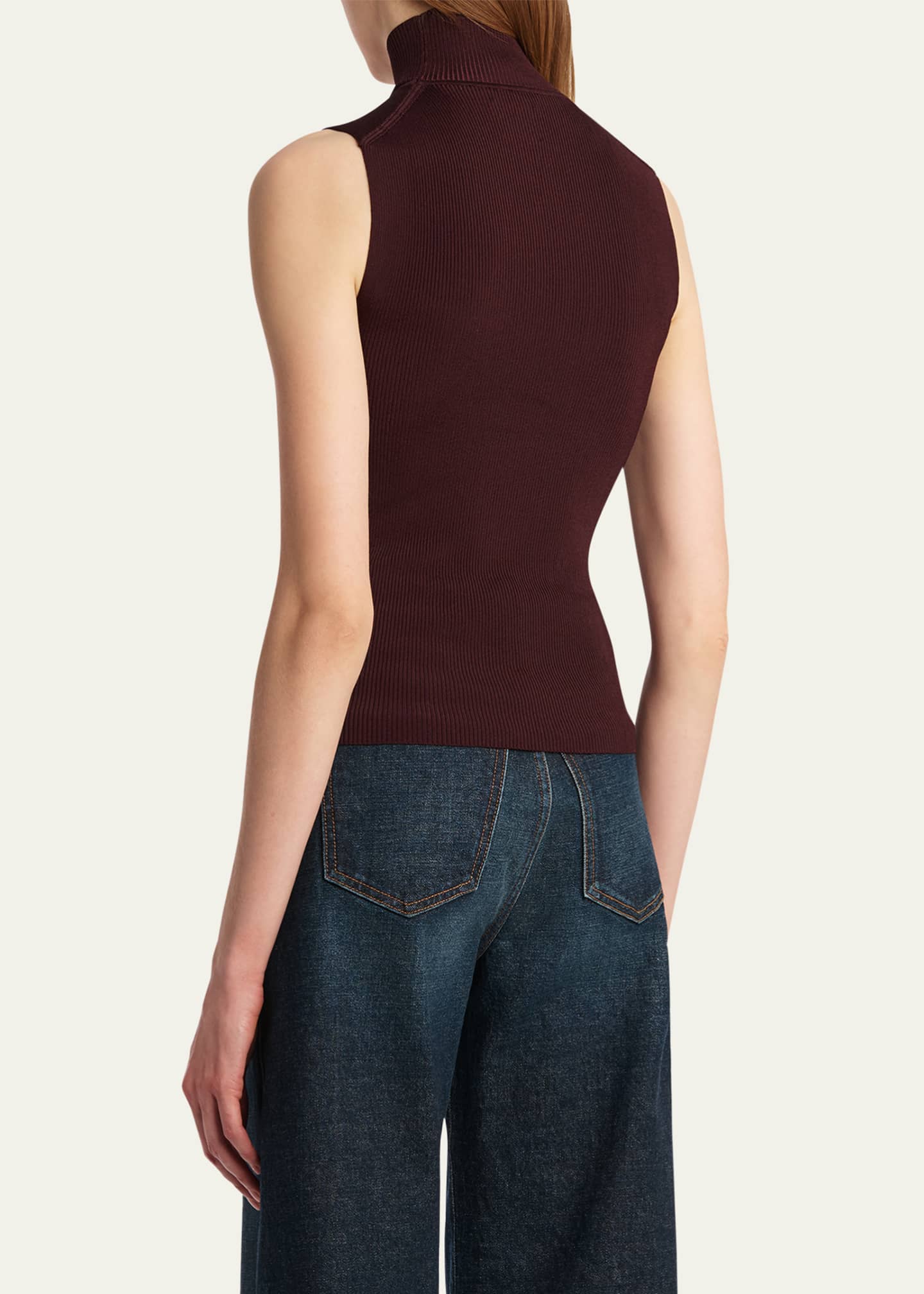 Khaite Benita Turtleneck Rib Tank Top Image 3 of 5