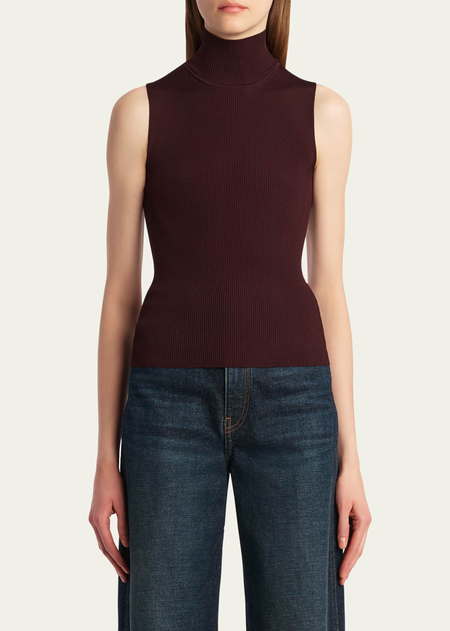 Khaite Benita Turtleneck Rib Tank Top Image 4 of 5
