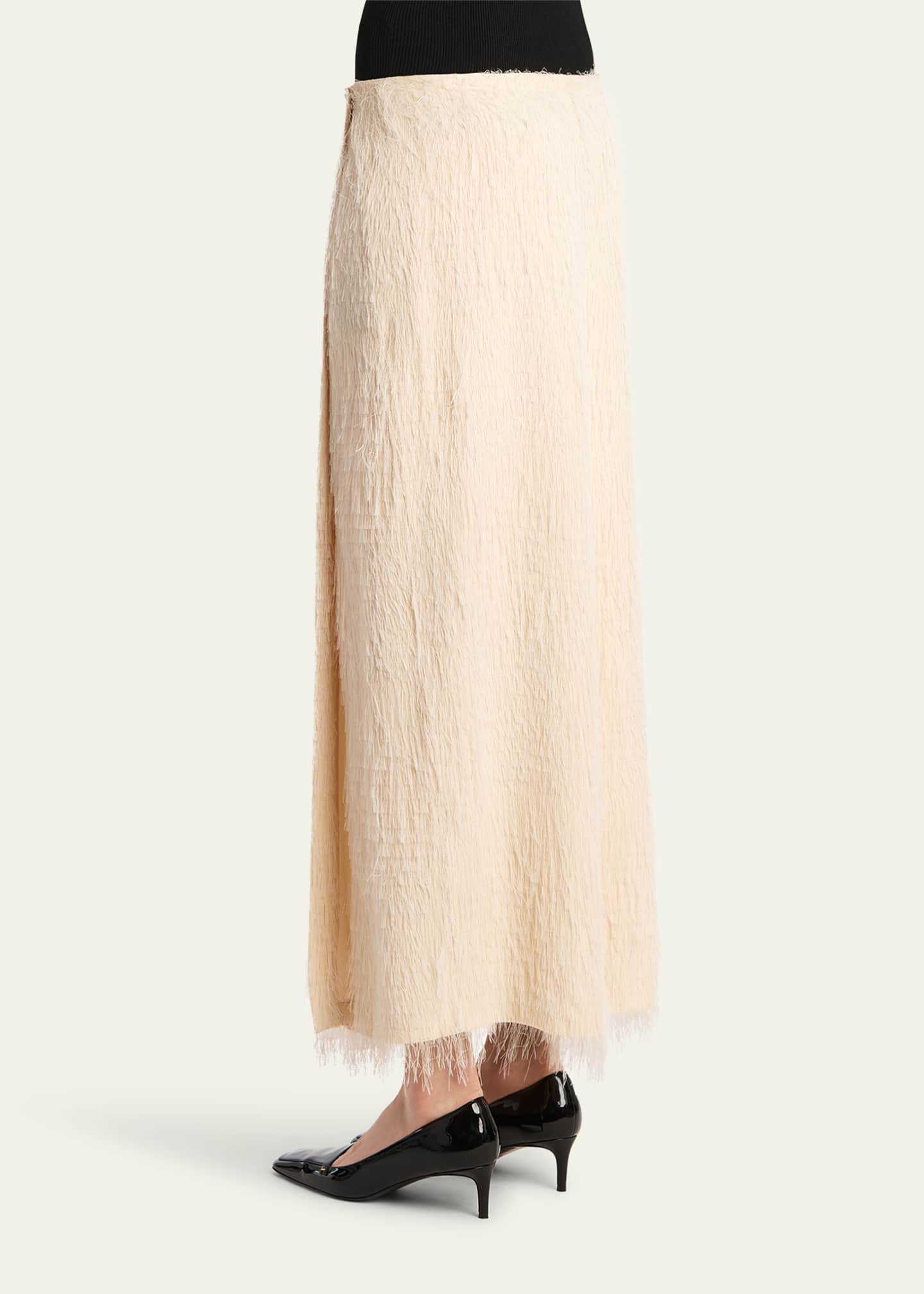 Khaite Quinn Fringe Knit Ankle Wrap Skirt Image 3 of 5