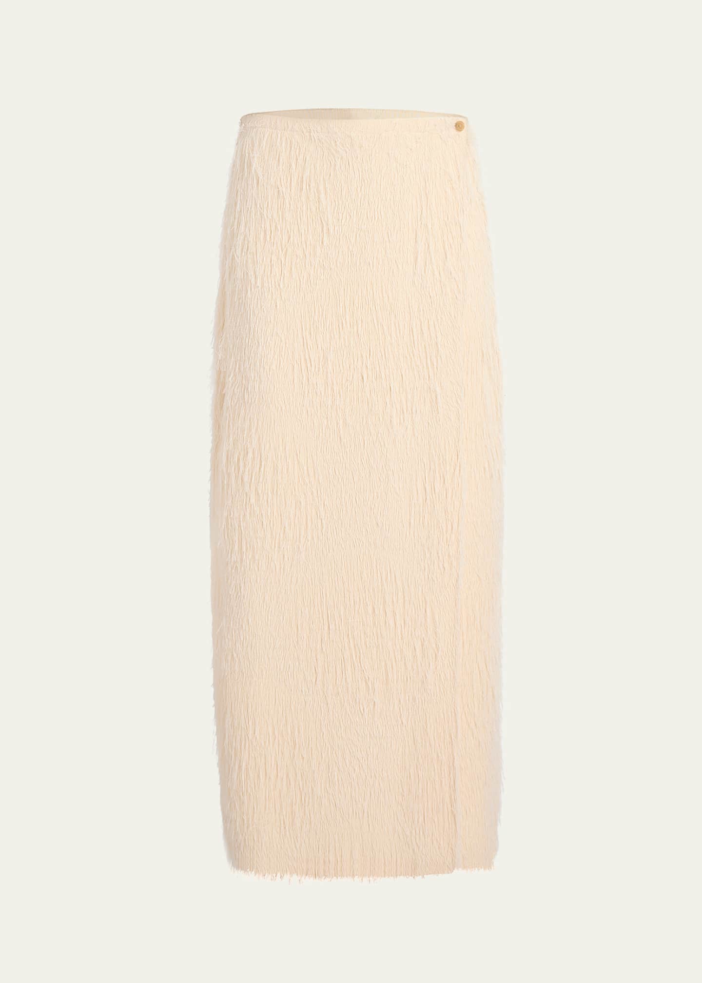 Khaite Quinn Fringe Knit Ankle Wrap Skirt Image 1 of 5