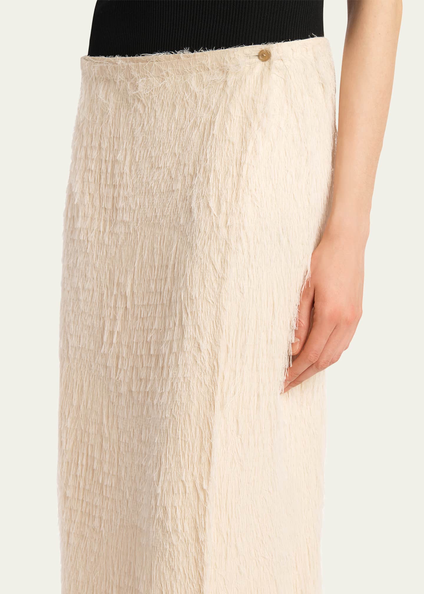 Khaite Quinn Fringe Knit Ankle Wrap Skirt Image 5 of 5
