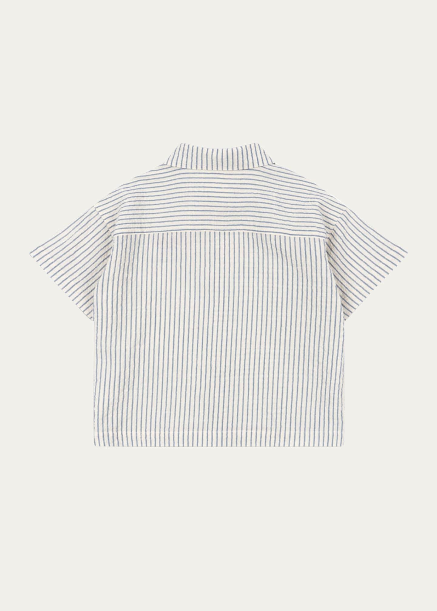 Konges Slojd Rosie H-W x Boy's Duo Striped Seersucker Shirt, Size 18M-4 Image 2 of 2