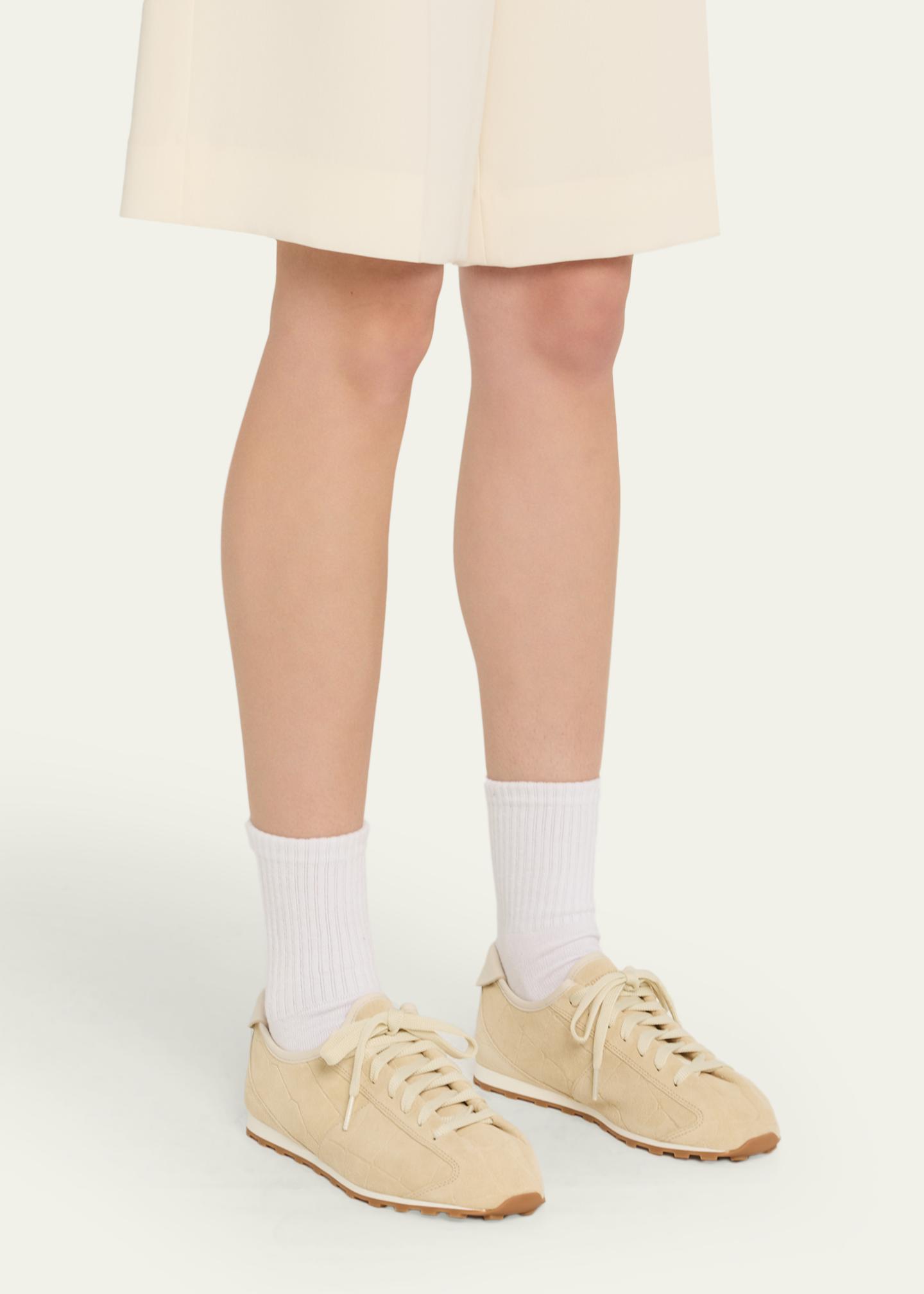 Jacquemus Les Tennis Croc-Embossed Suede Sneakers - Bergdorf Goodman