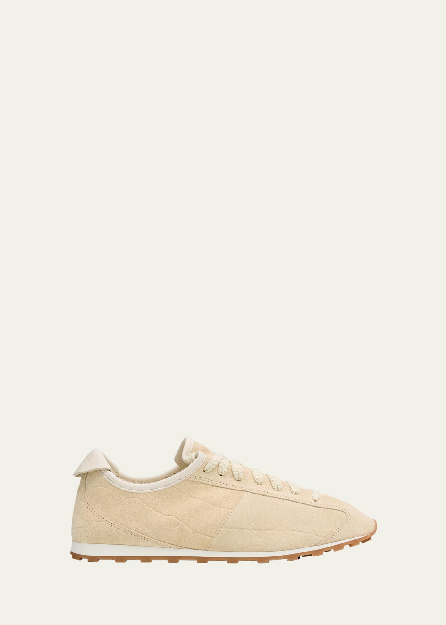Jacquemus Les Tennis Croc-Embossed Suede Sneakers - Bergdorf Goodman