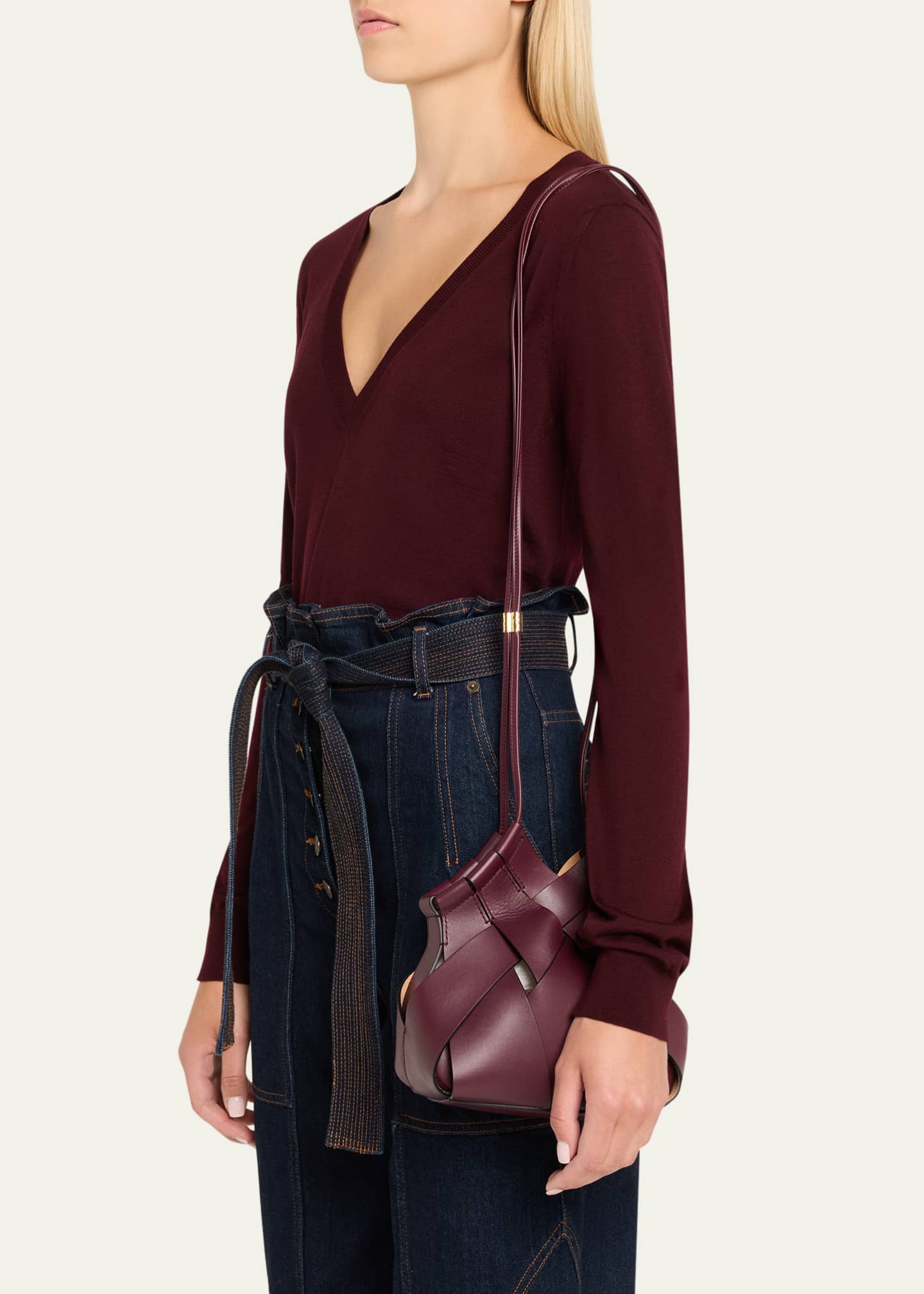 Ulla Johnson Charlotte Woven Leather Crossbody Bag Image 2 of 6