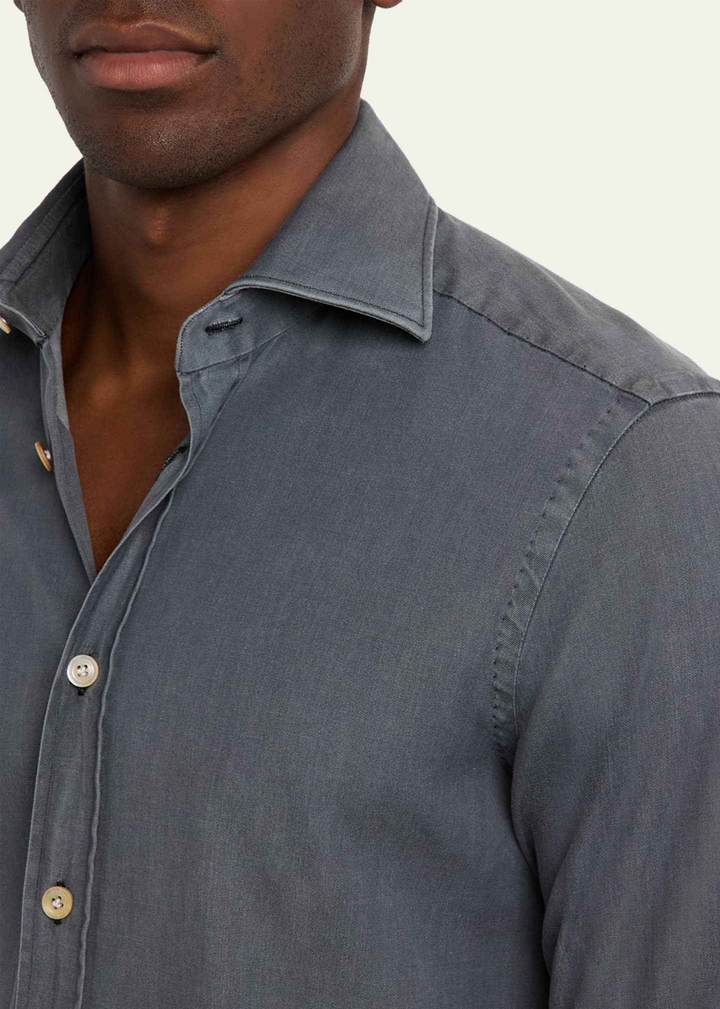 Kiton Men's Denim Wash Classic-Fit Sport Shirt - Bergdorf Goodman