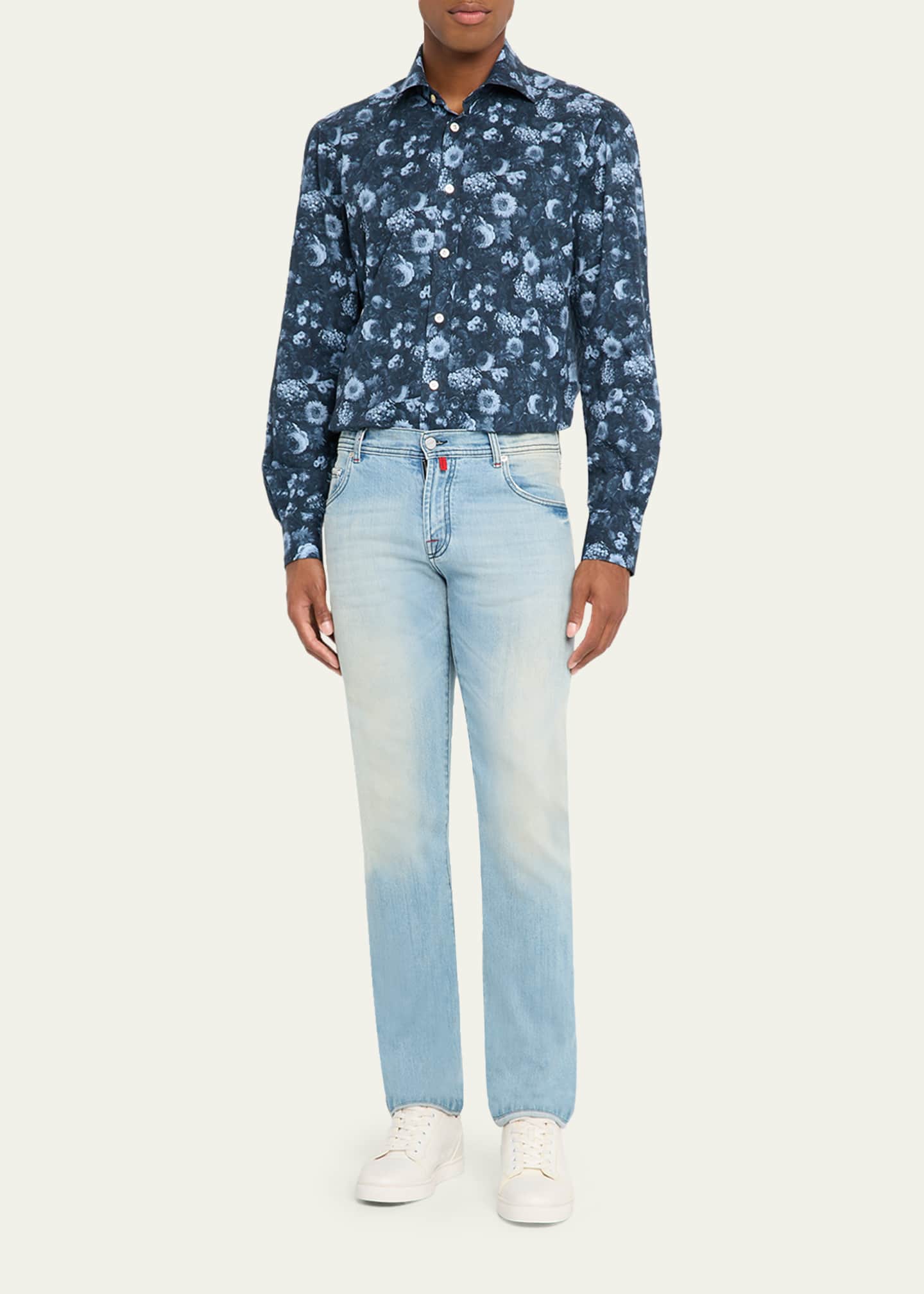 Kiton Men's Cotton Tonal Floral Sport Shirt - Bergdorf Goodman