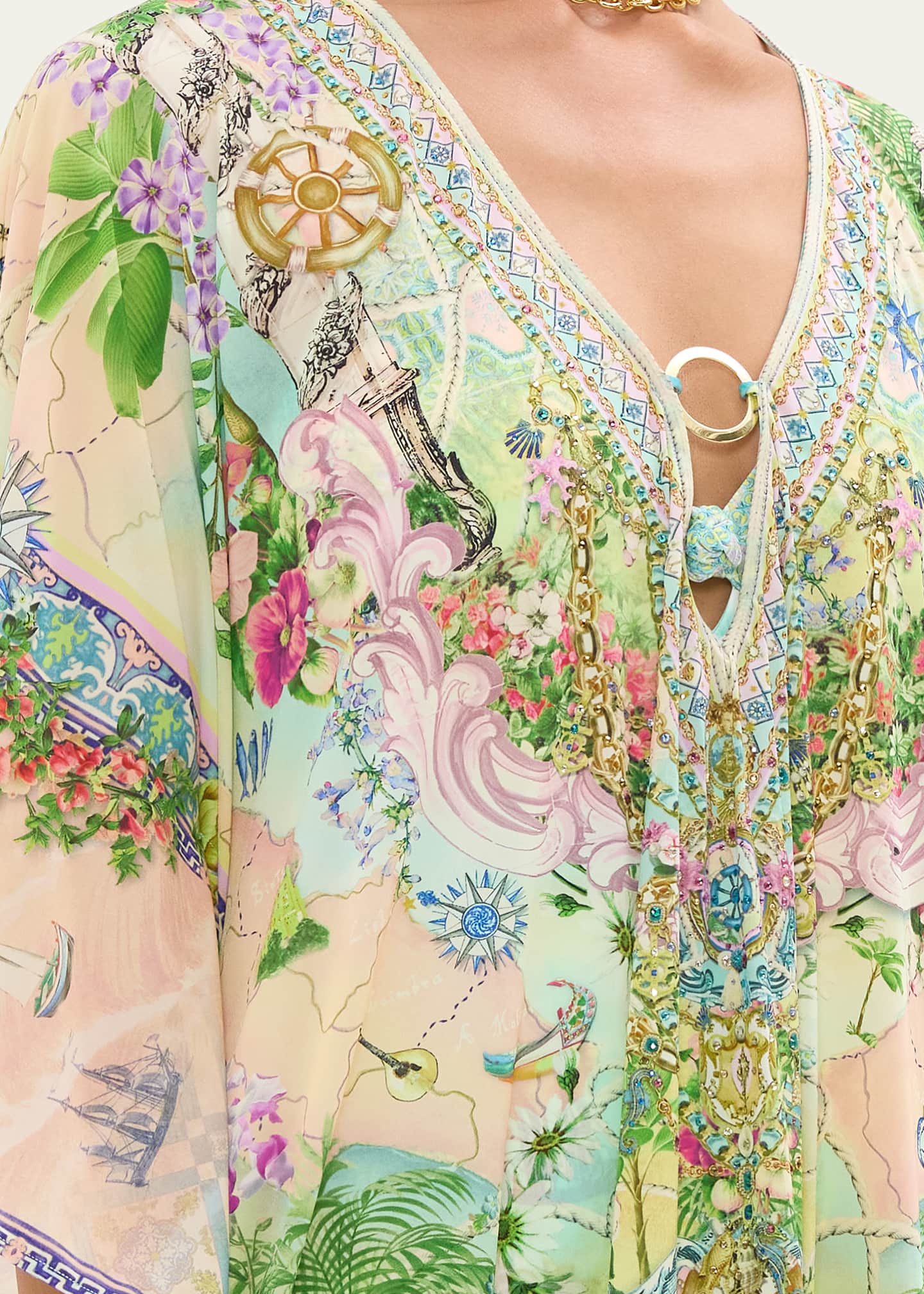 Camilla Just Coasting Short Kaftan Coverup with Trim Image 4 of 4