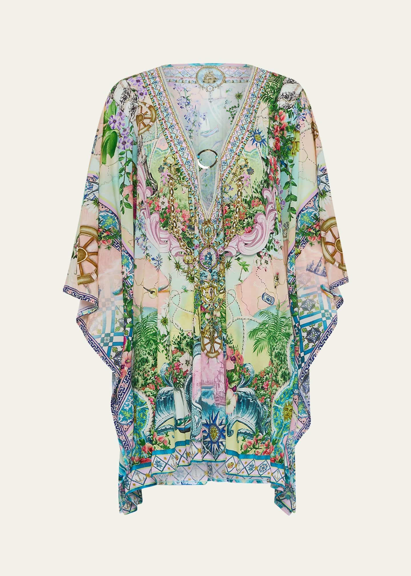 Camilla Just Coasting Short Kaftan Coverup with Trim Image 1 of 4