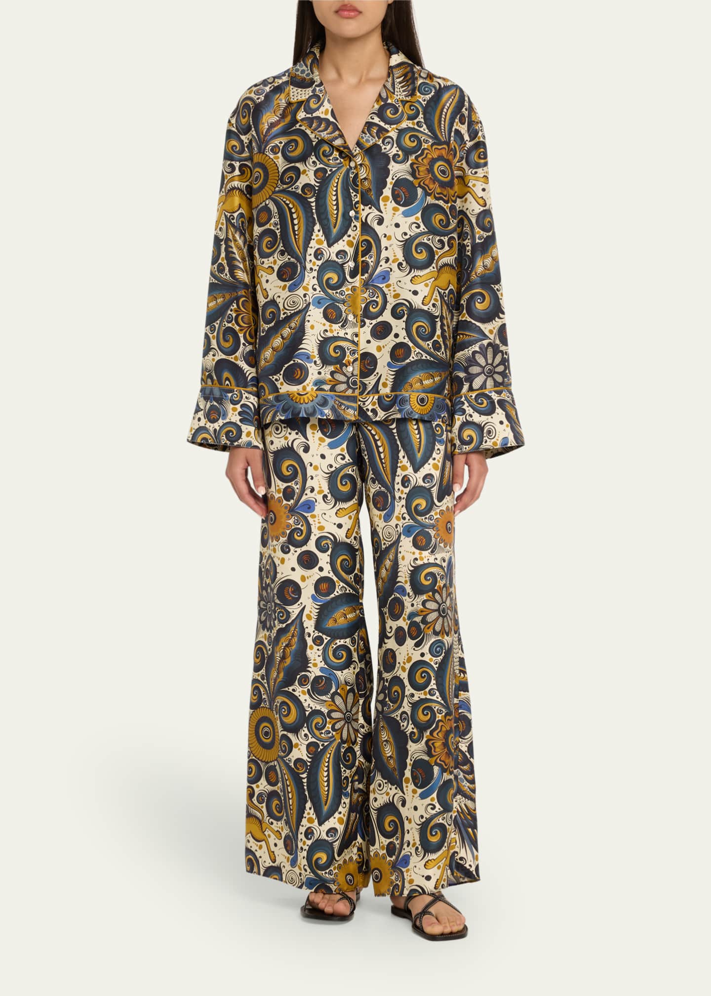 Heirlome Alvarez Nogal Silk Pajama Shirt Image 2 of 5
