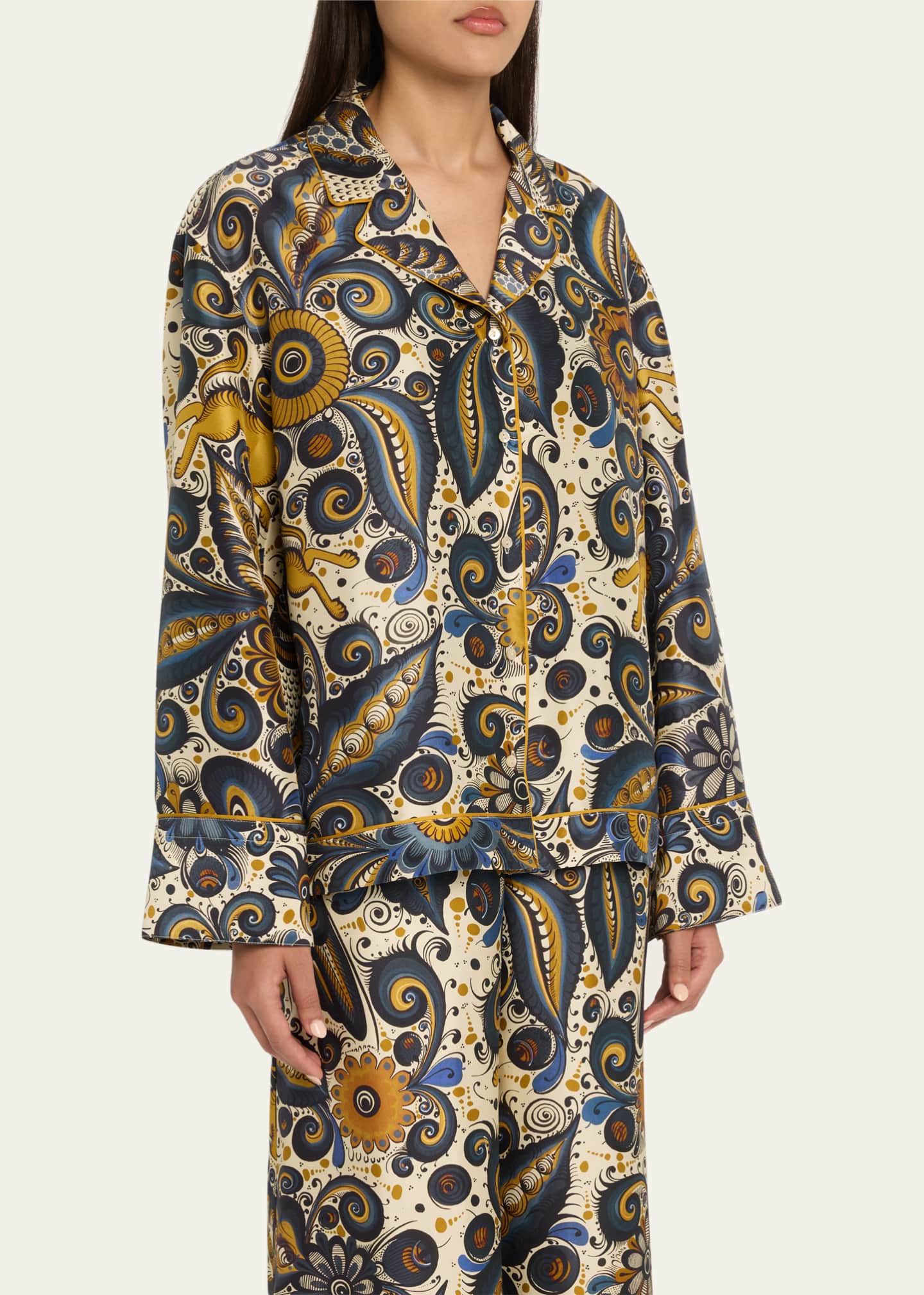Heirlome Alvarez Nogal Silk Pajama Shirt Image 4 of 5
