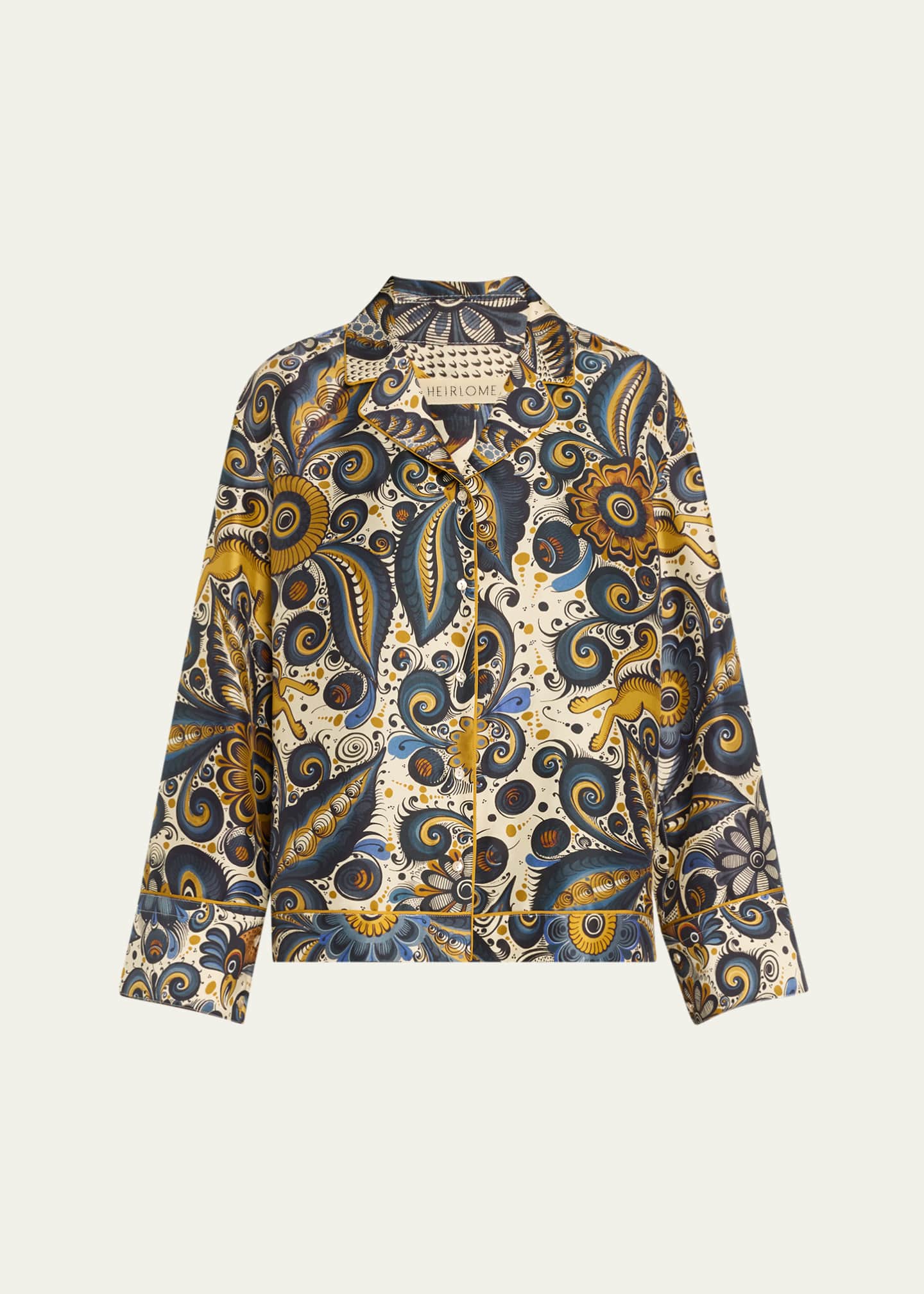 Heirlome Alvarez Nogal Silk Pajama Shirt Image 1 of 5