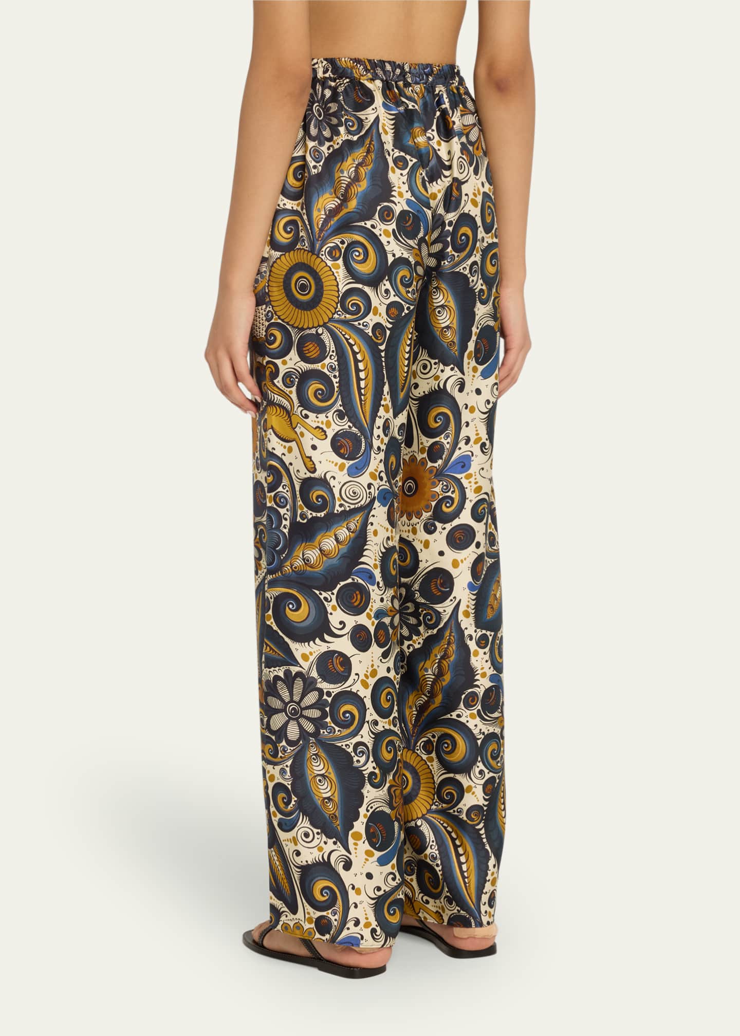 Heirlome Alvarez Nogal Silk Wide-Leg Pull-On Trousers Image 3 of 5