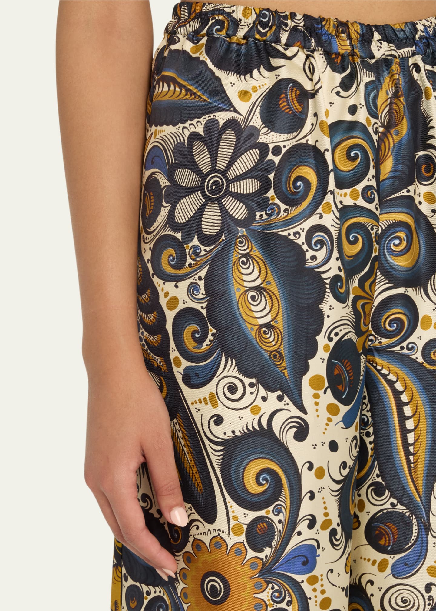 Heirlome Alvarez Nogal Silk Wide-Leg Pull-On Trousers Image 5 of 5