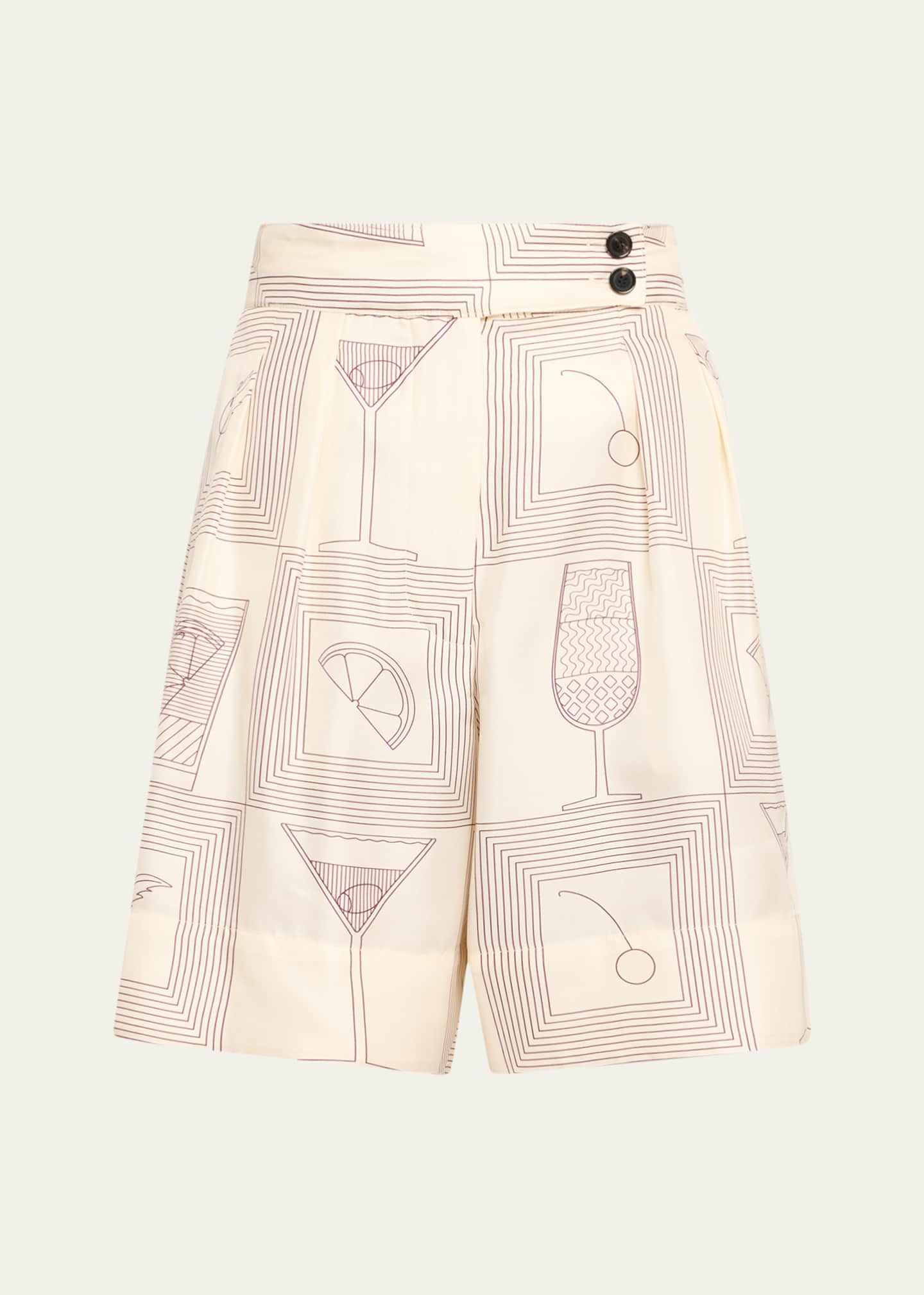 Loro Piana Dorin Aperitivo Twill Pleated Bermuda Shorts Image 1 of 5