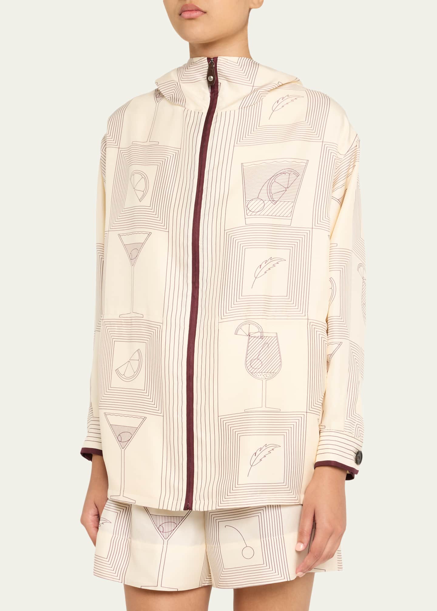 Loro Piana Rafael Aperitivo Twill Hooded Bomber Jacket Image 4 of 5
