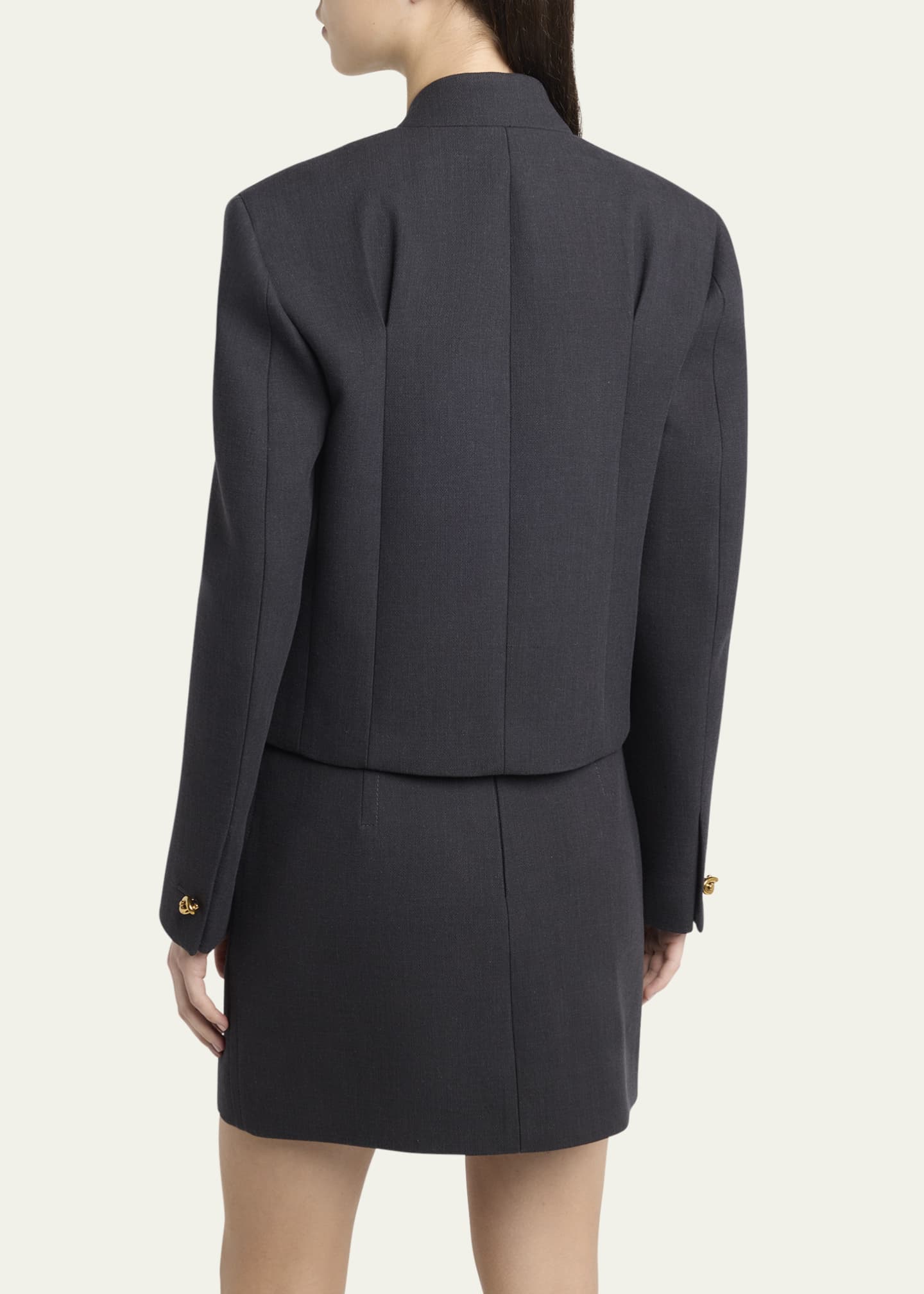 Bottega Veneta Knot-Button Light Structured Cotton Jacket Image 3 of 5