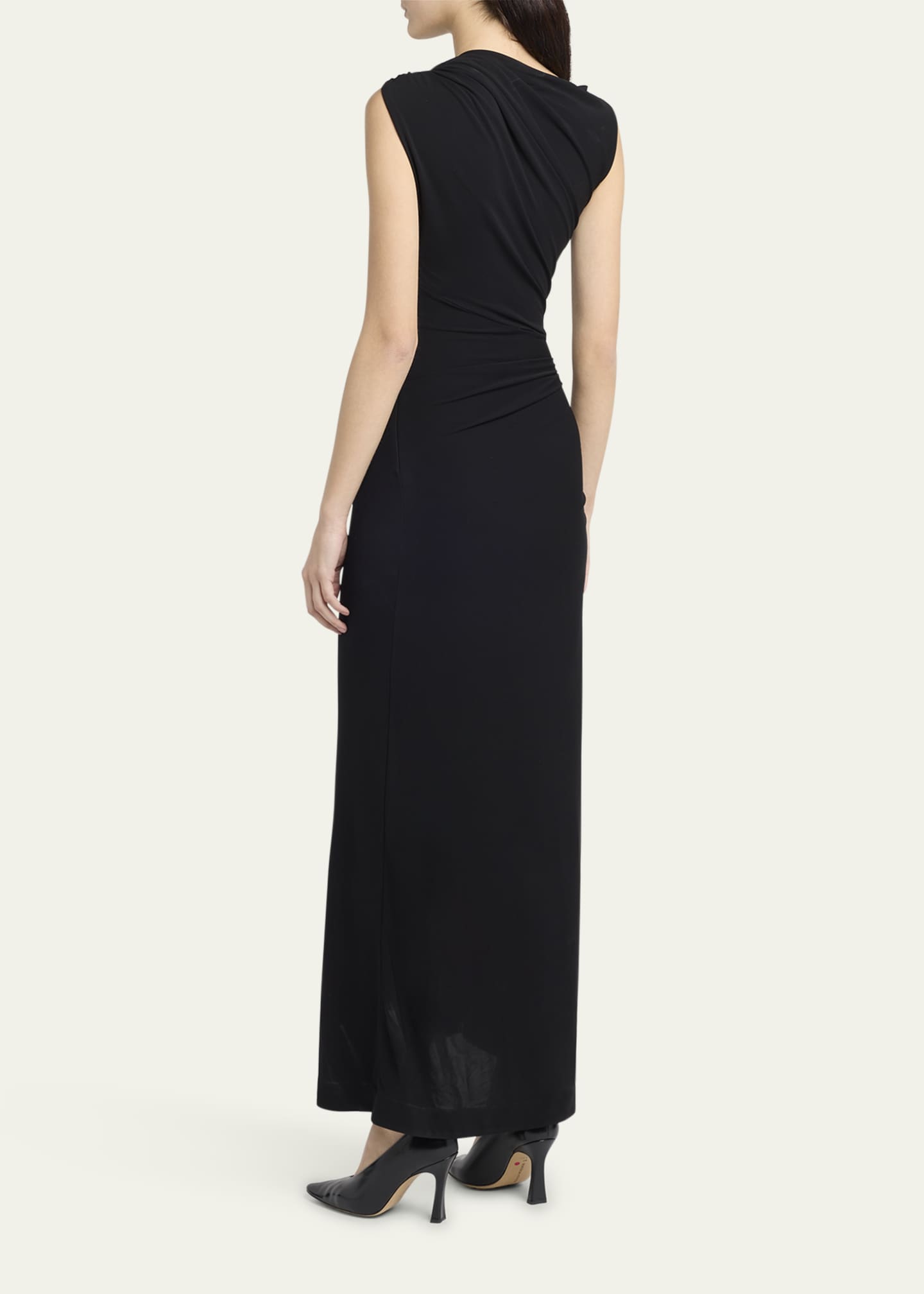 Bottega Veneta Drop Detail Gathered Matte Crepe Jersey Maxi