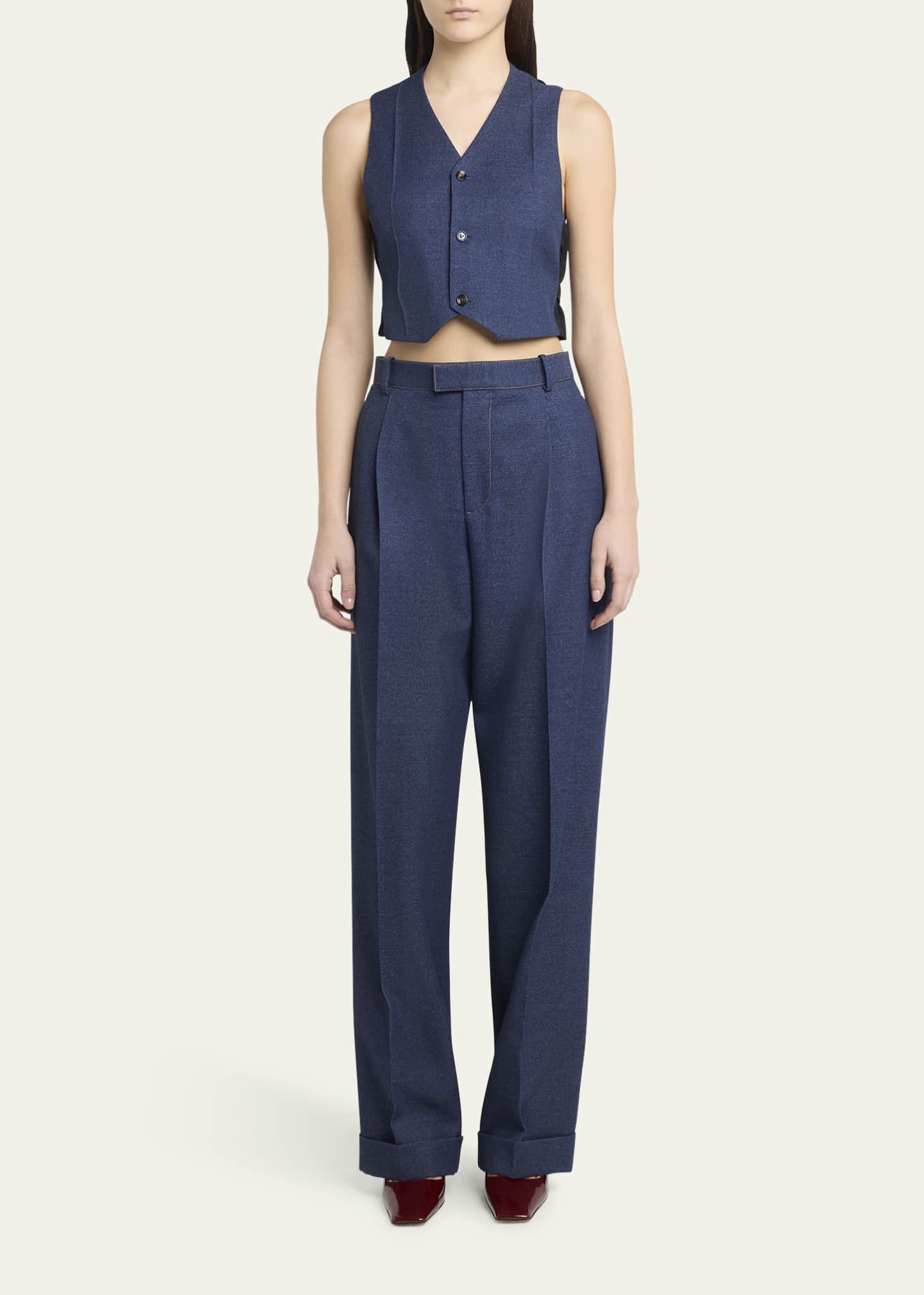 Bottega Veneta Melange Wool Drill Vest Image 2 of 5