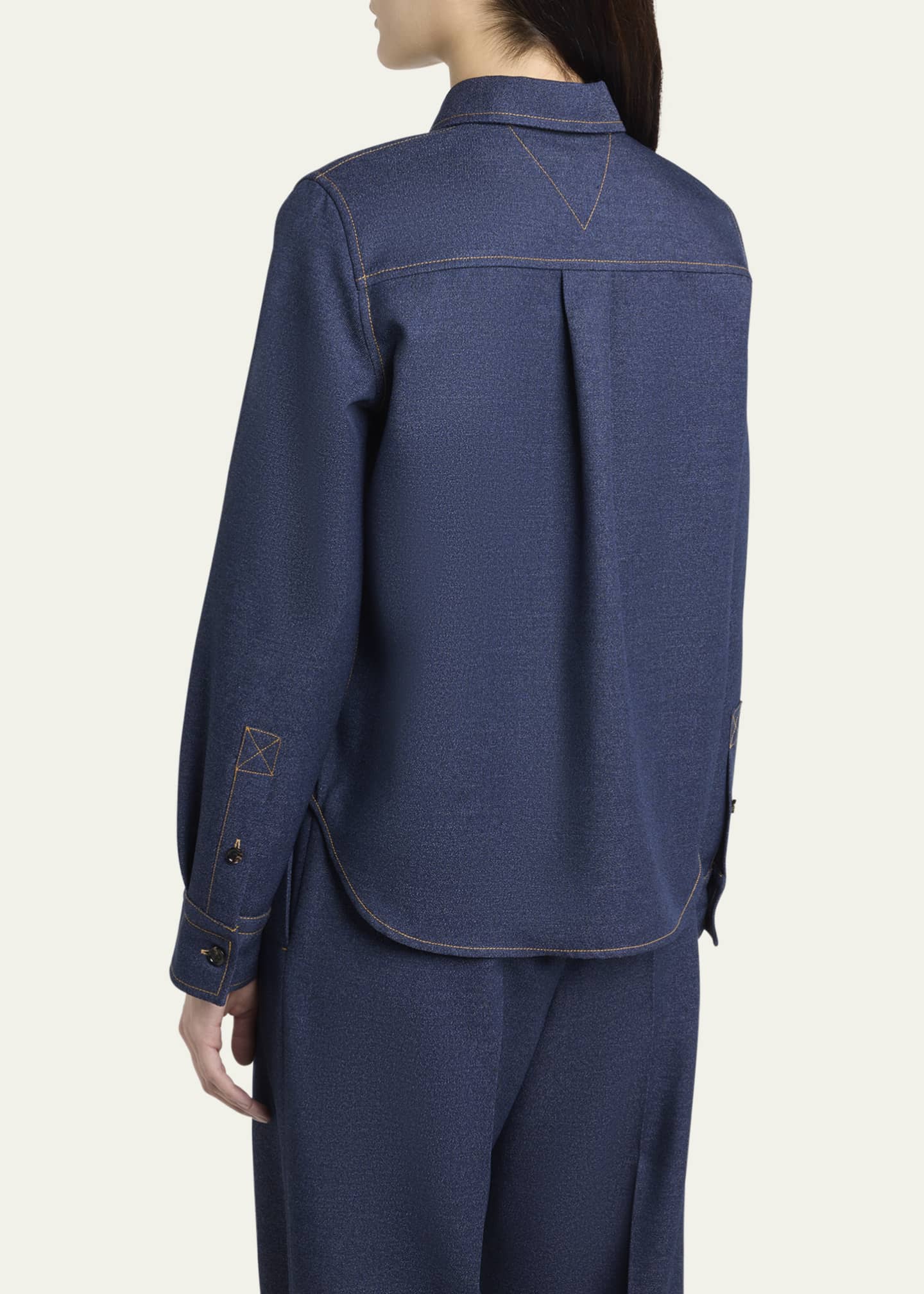 Bottega Veneta Melange Wool Cotton Drill Button-Down Shirt Image 3 of 5
