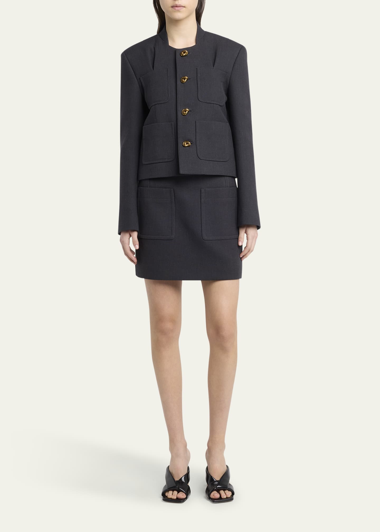 Bottega Veneta Pocket Light Structured Cotton Mini Skirt Image 2 of 5