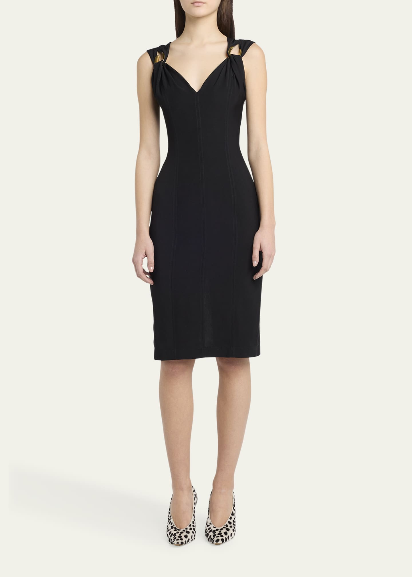 Bottega Veneta Buckle Sleeveless Grainy Viscose Linen Dress Image 2 of 5