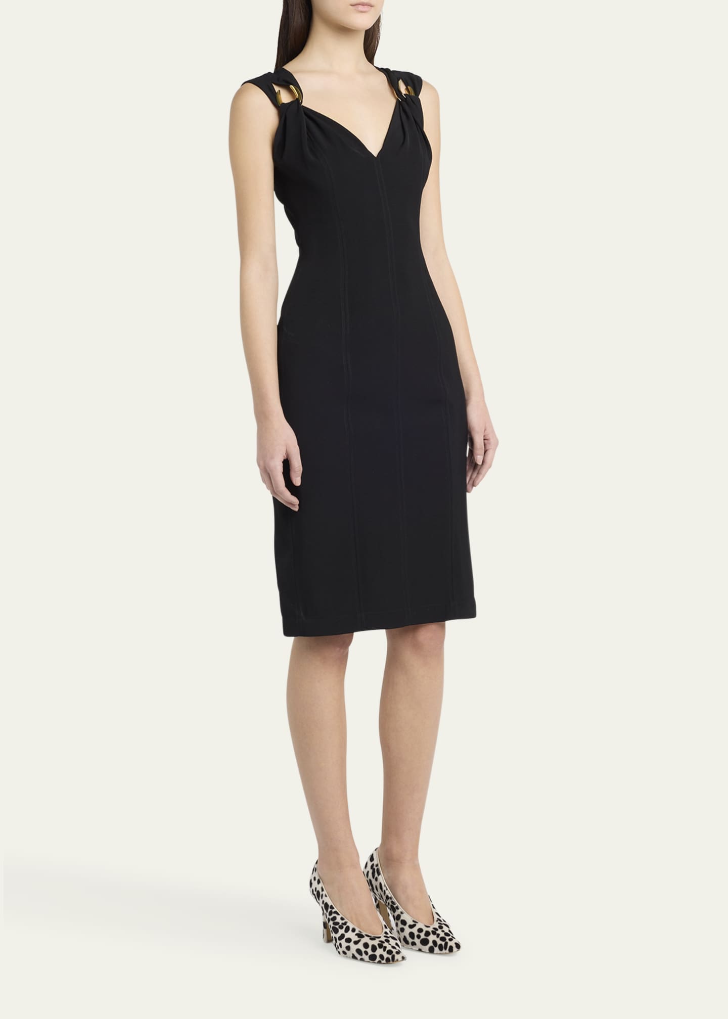 Bottega Veneta Buckle Sleeveless Grainy Viscose Linen Dress Image 4 of 5
