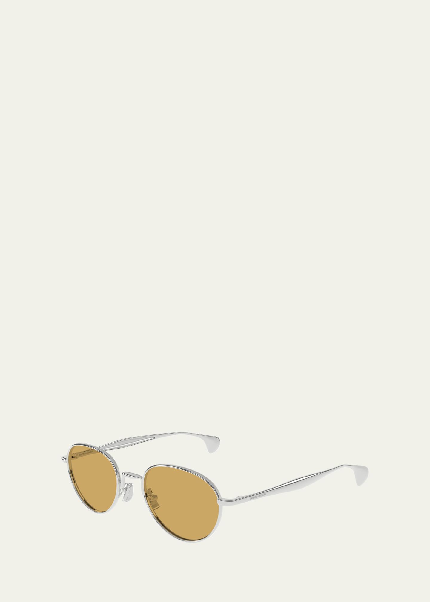 NEW BOTTEGA VENETA BV1396S 001 WOMEN SILVER ROUND SUNGLASSES Bottega Veneta Eyewear Bottega Veneta BV1396S Sunglasses in  main image 4