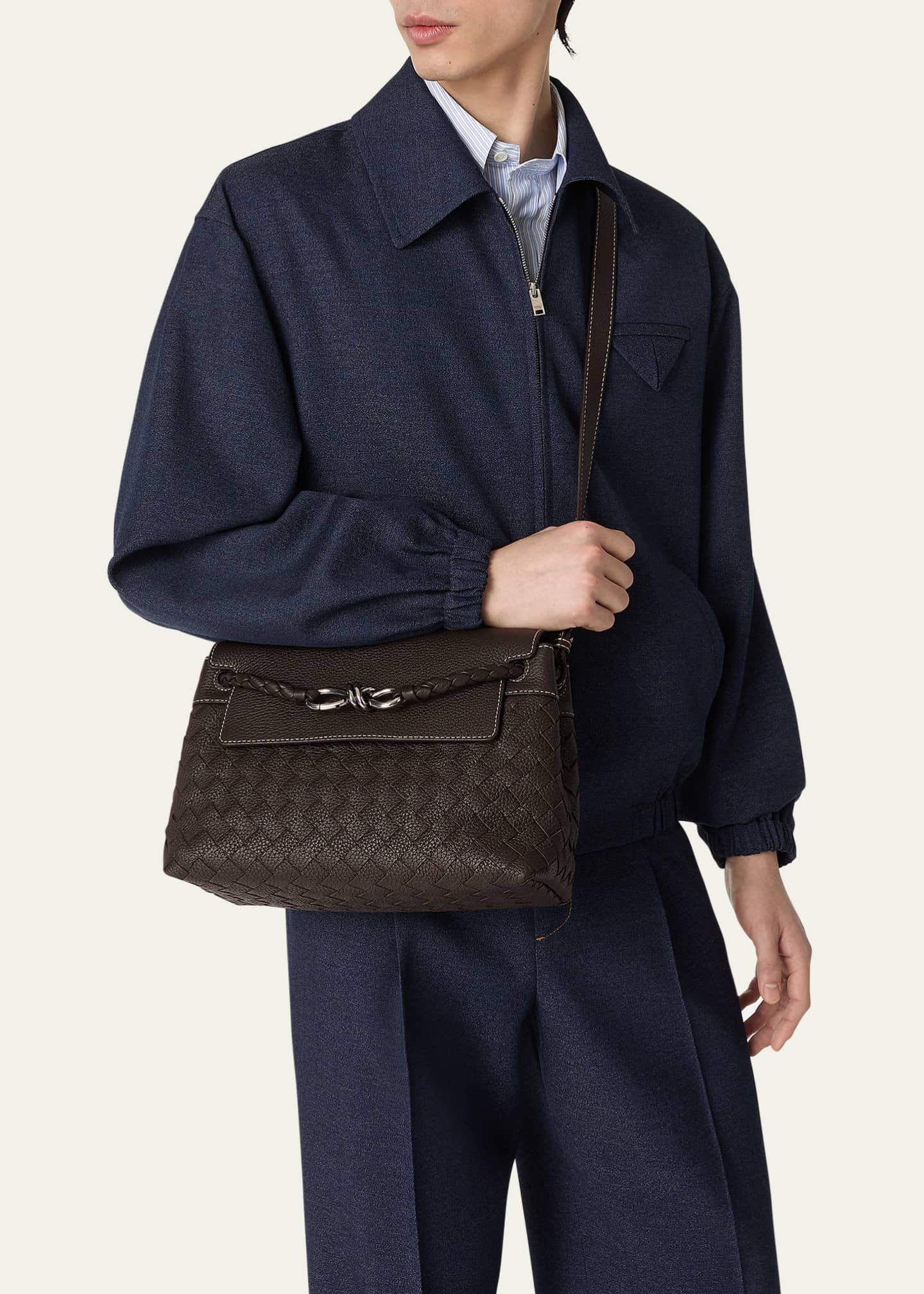 Bottega Veneta Small Andiamo Intrecciato Leather Messenger Bag Image 2 of 4