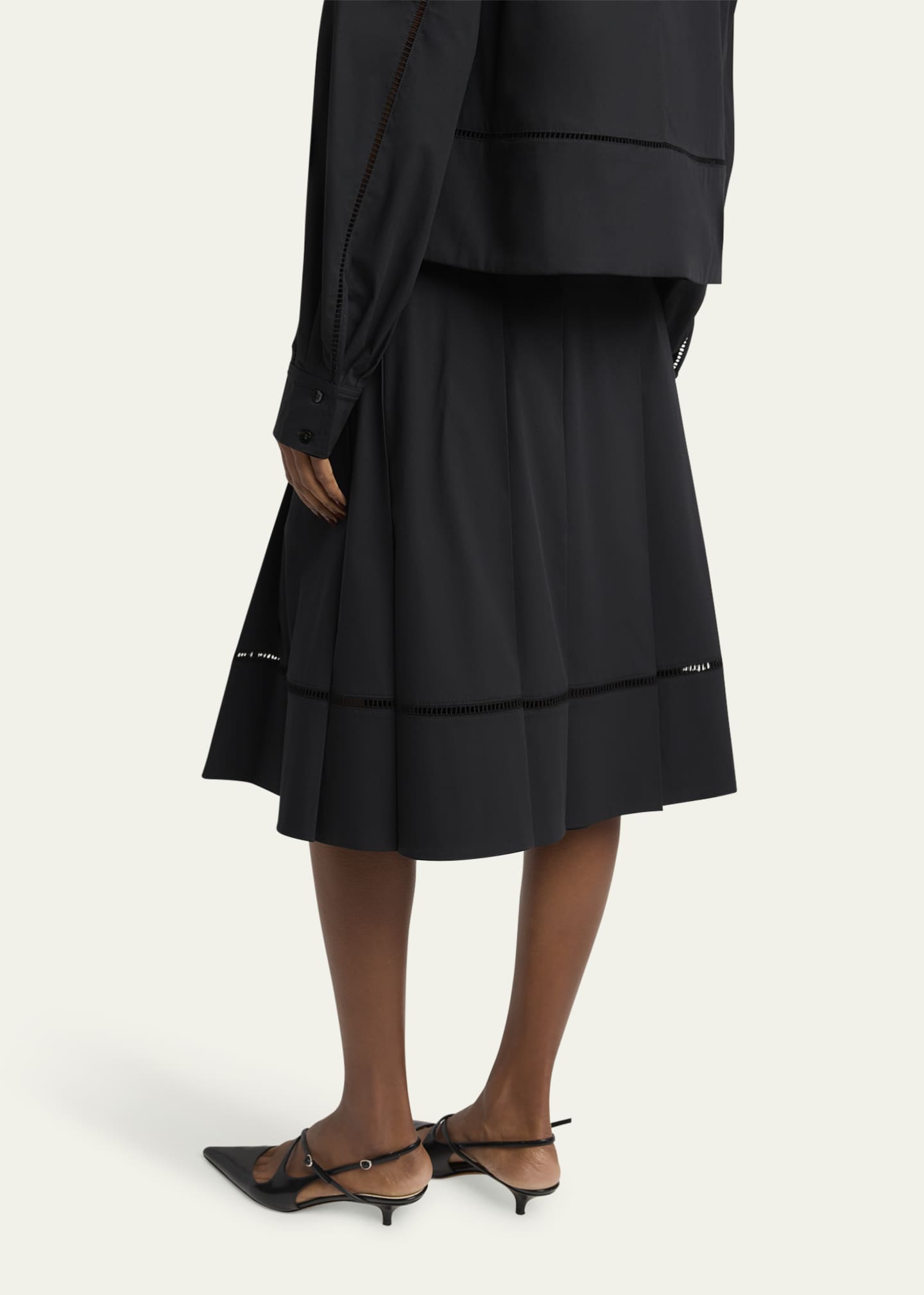 Proenza Schouler Laci Pleated Eco Cotton Poplin Midi Skirt Image 3 of 5