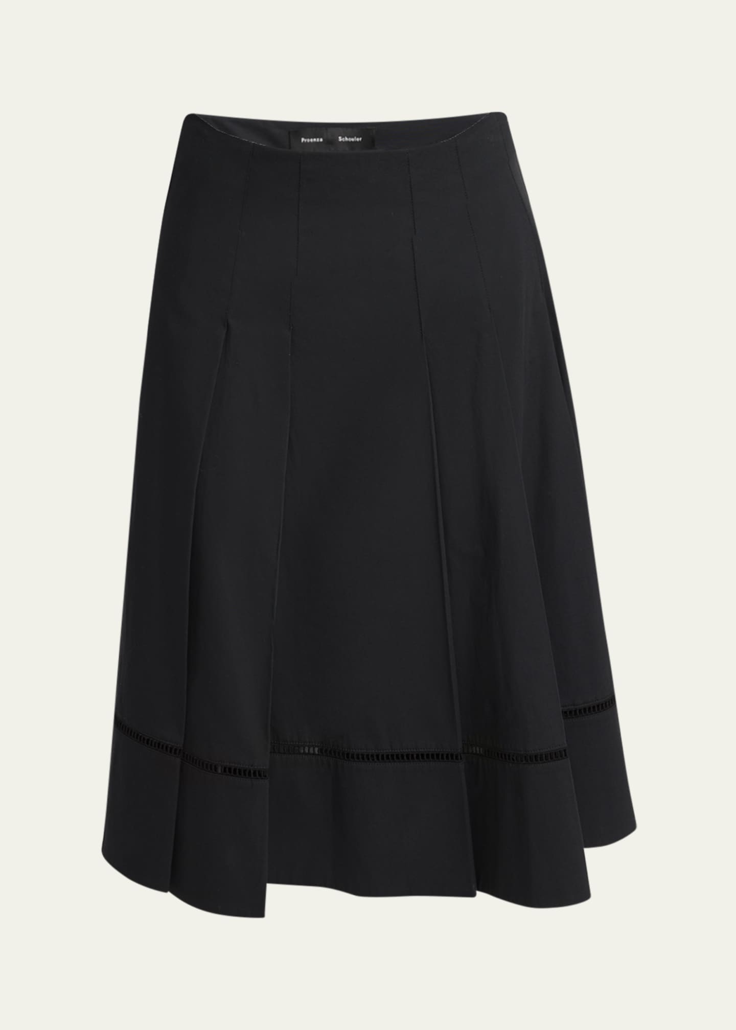 Proenza Schouler Laci Pleated Eco Cotton Poplin Midi Skirt Image 1 of 5