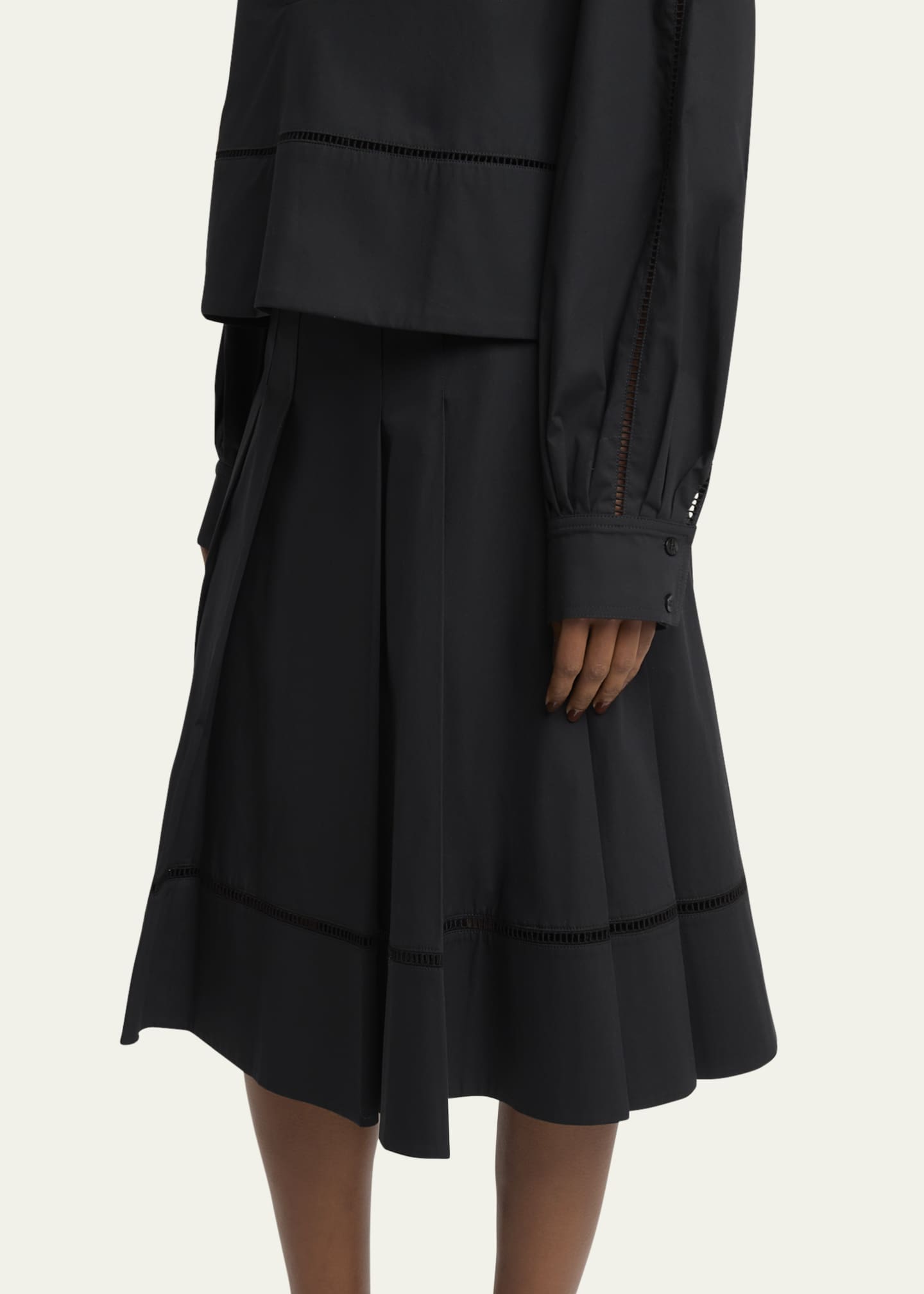 Proenza Schouler Laci Pleated Eco Cotton Poplin Midi Skirt Image 5 of 5