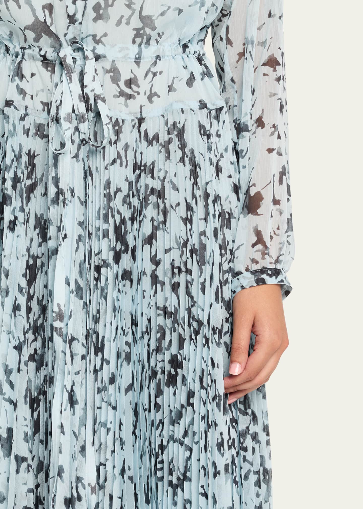 Proenza Schouler Jones Printed Crinkle Chiffon Pleated Dress Image 5 of 5