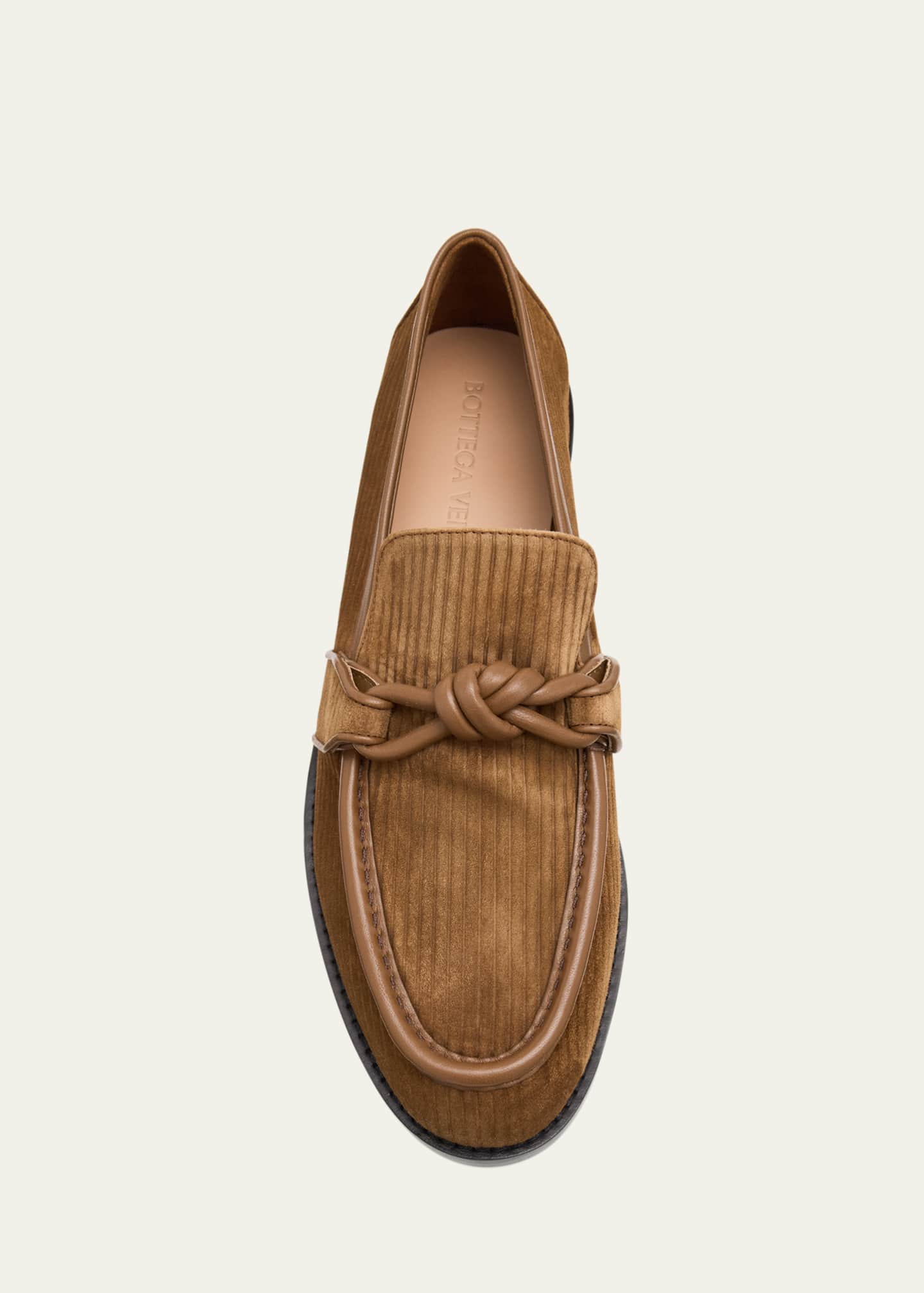 Bottega Veneta Astaire Knot Grooved Suede Loafers - Bergdorf Goodman