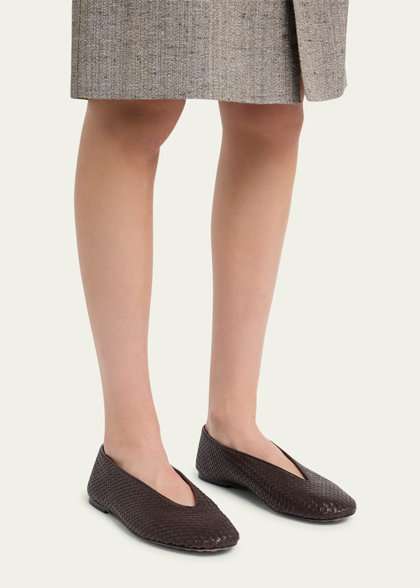 Bottega Veneta Micro Woven Nappa Leather Ballerina Flats Image 2 of 6